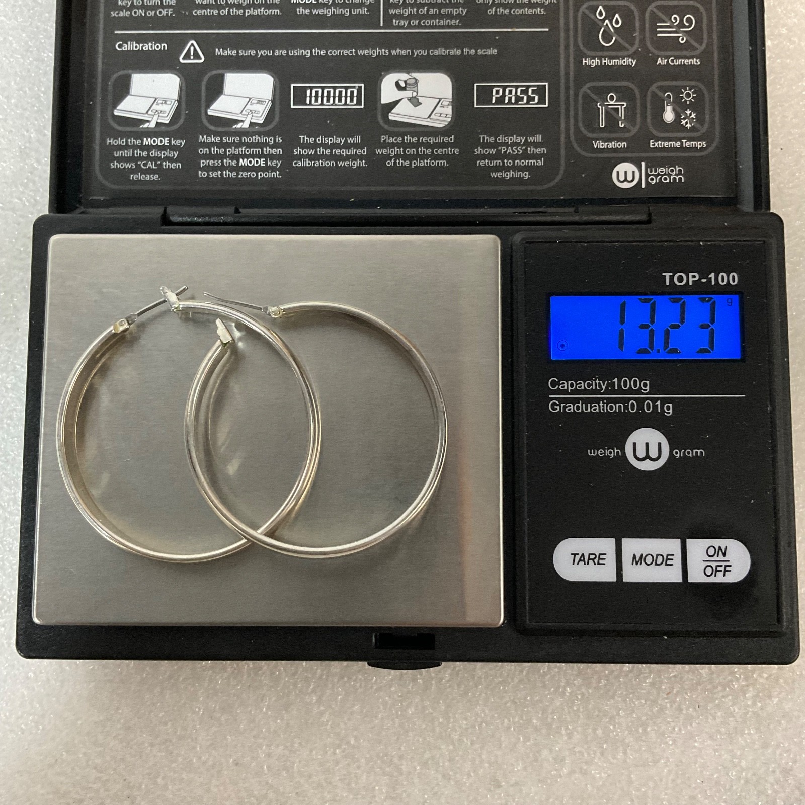 2.25in Silver Tone Hoop Earrings 13.23g Classic Round Fashion Jewelry - Image 5
