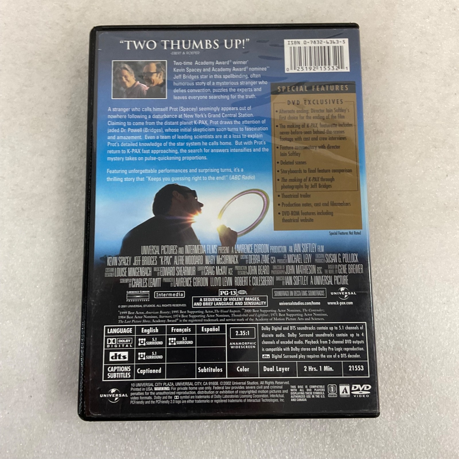 K-PAX DVD Collector's Edition Widescreen Kevin Spacey Jeff Bridges - Image 2