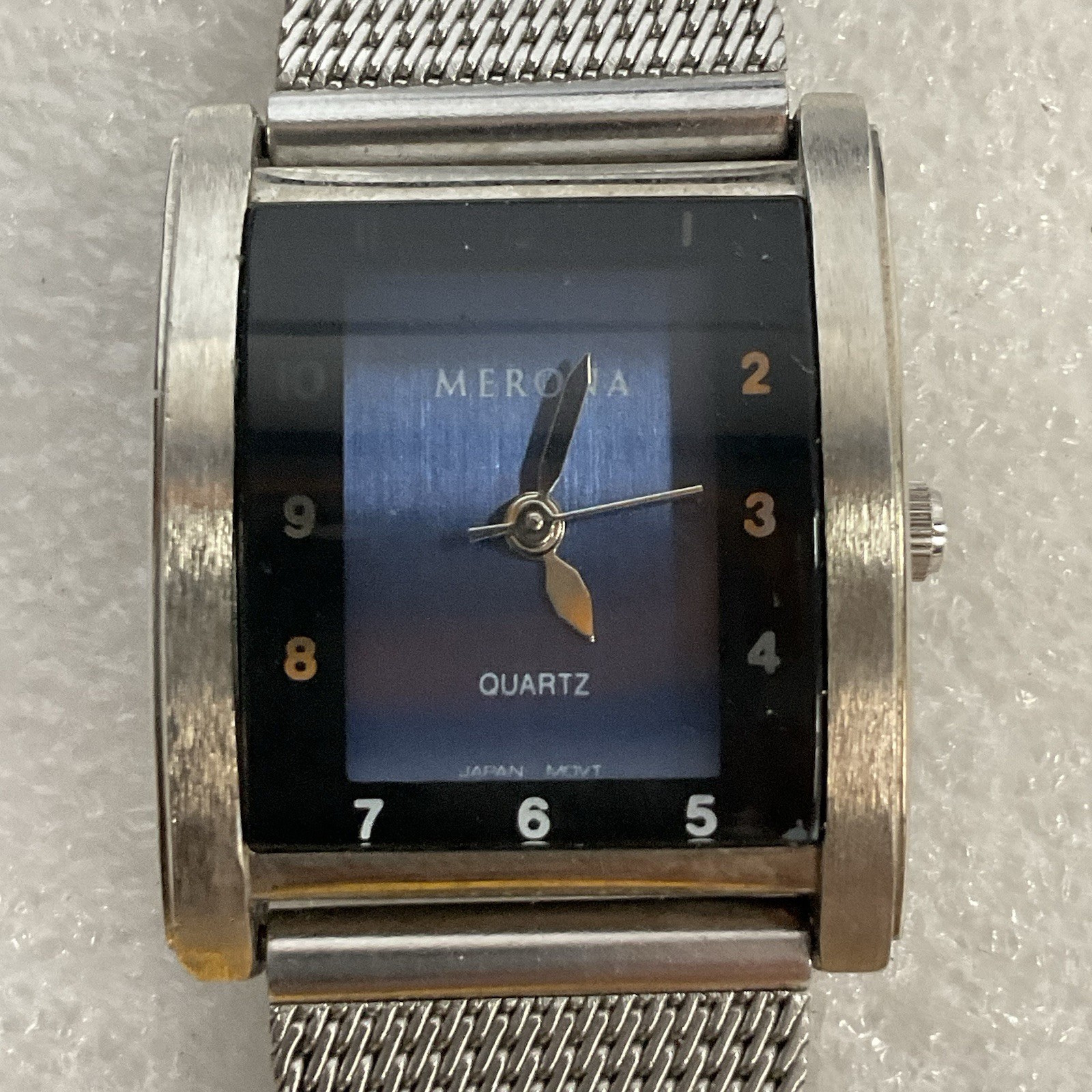 Merona Quartz Watch M2455QB Analog Hands Semi Circle Rectangular Case - Image 1