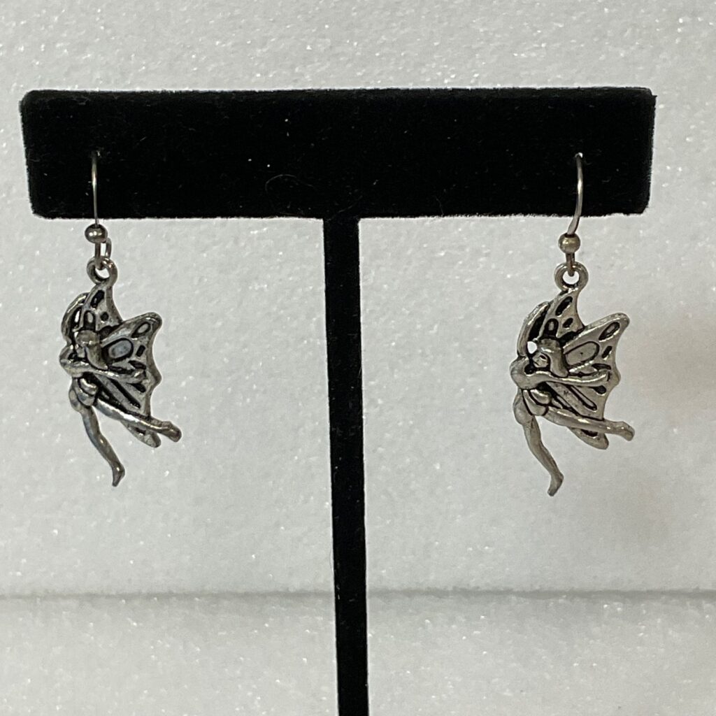 1.75in Fairy Dangle Earrings Silver Tone Fantasy Charm Lightweight Jewelry 2.94g - Image 1