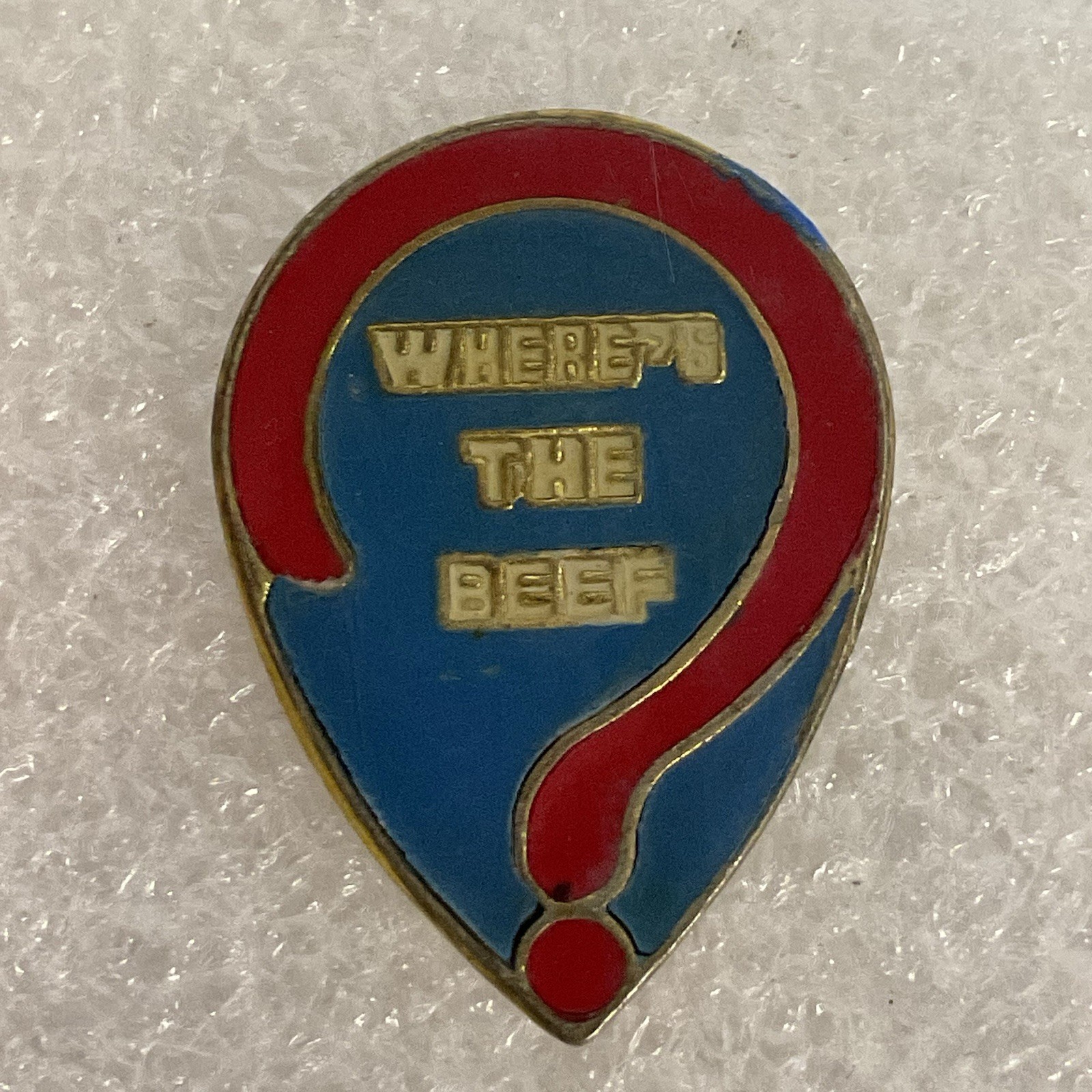 Where’s The Beef? Vintage Metal Enamel 1” Pin GnuCollectibles - Image 1