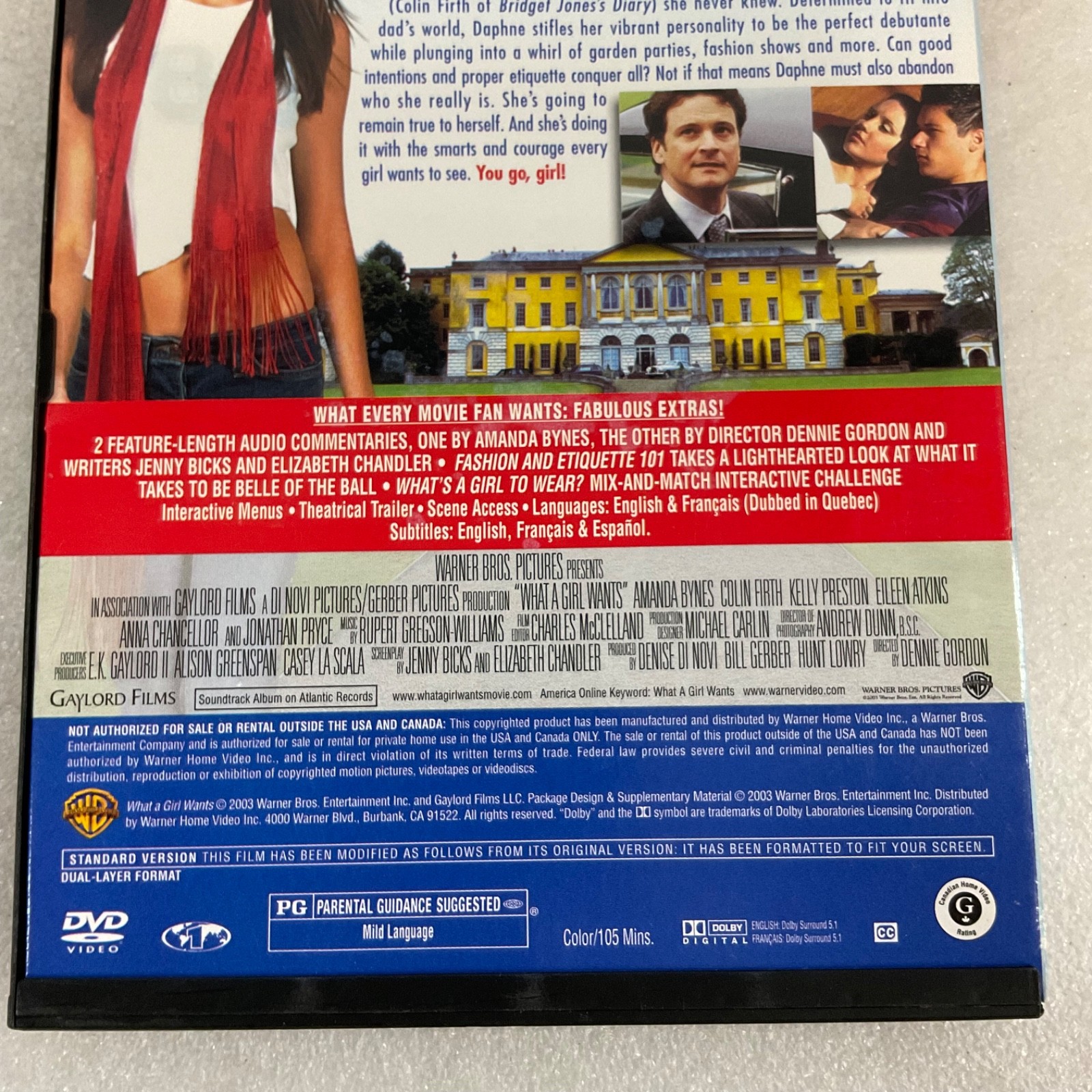 What A Girl Wants DVD Full Screen Amanda Bynes Colin Firth 2003 PG - Image 5