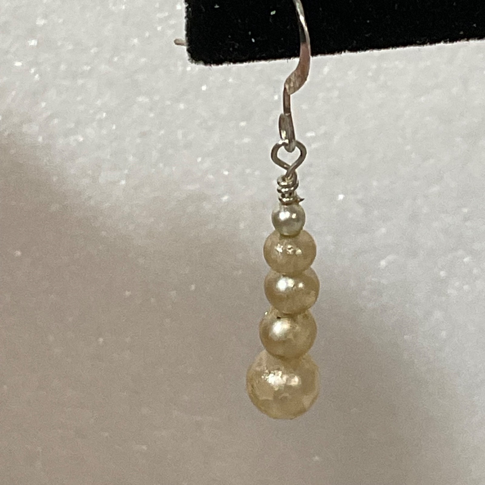 1.5in Pearl Bead Dangle Earrings Silver Tone Hooks Lightweight Classic Style - Image 5