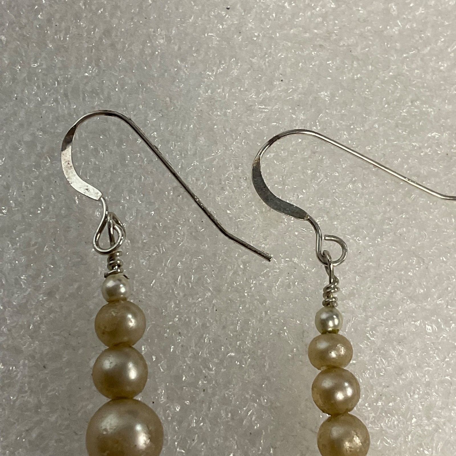 1.5in Pearl Bead Dangle Earrings Silver Tone Hooks Lightweight Classic Style - Image 9