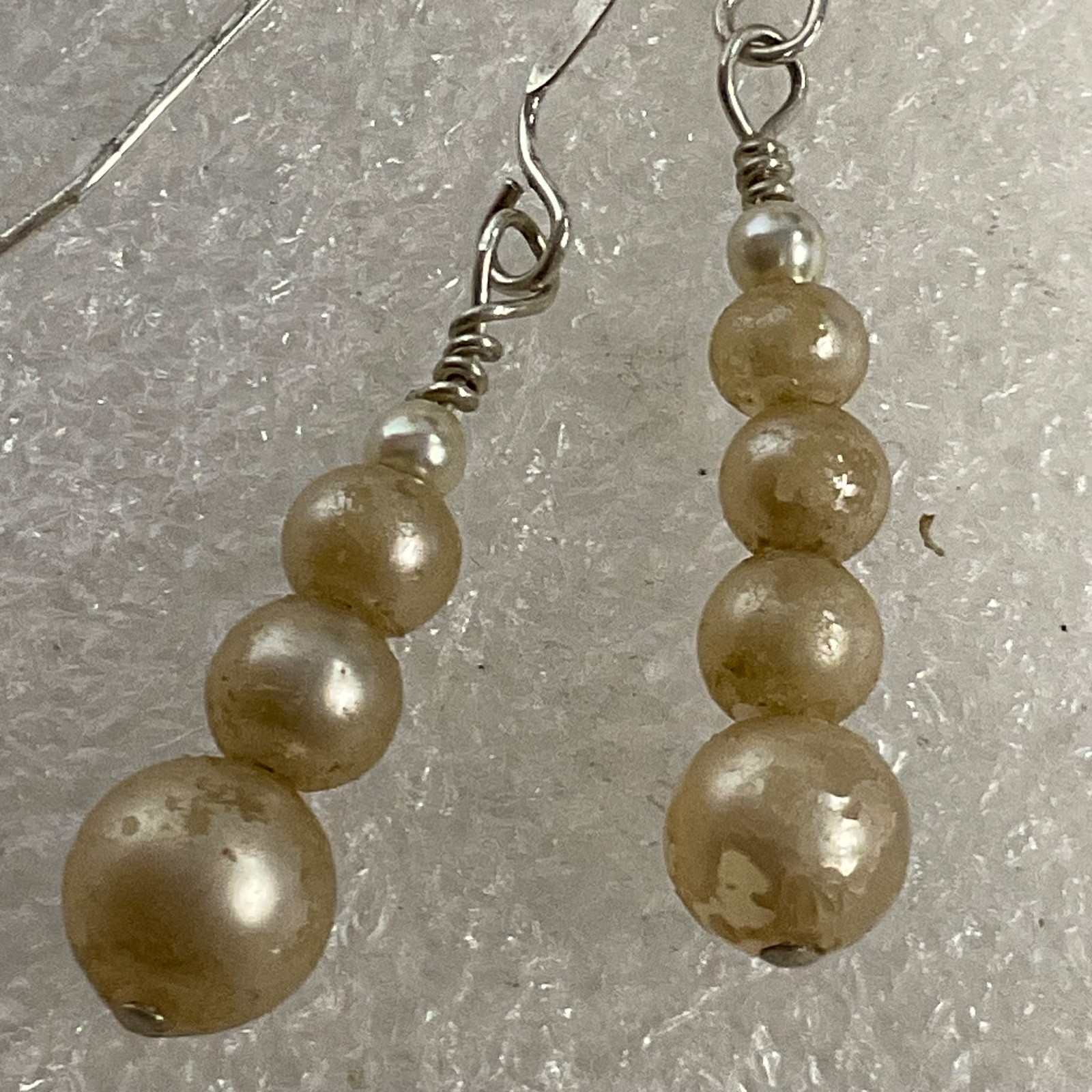 1.5in Pearl Bead Dangle Earrings Silver Tone Hooks Lightweight Classic Style - Image 11