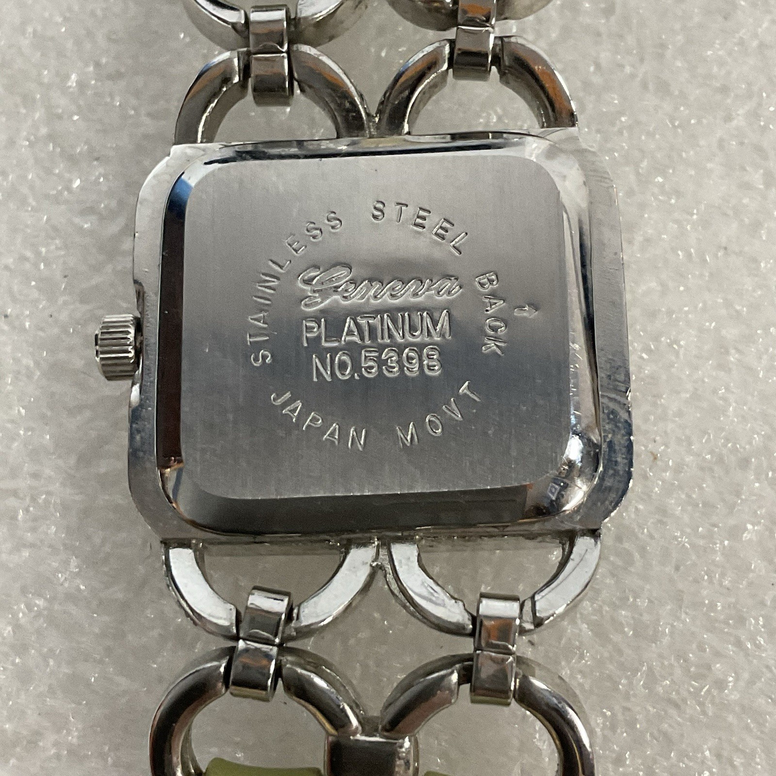 Geneva Platinum No 5398 Watch Leather Metal Band Analog Metallic Green Dial - Image 3