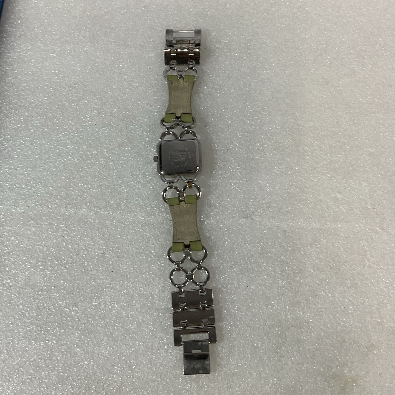 Geneva Platinum No 5398 Watch Leather Metal Band Analog Metallic Green Dial - Image 4