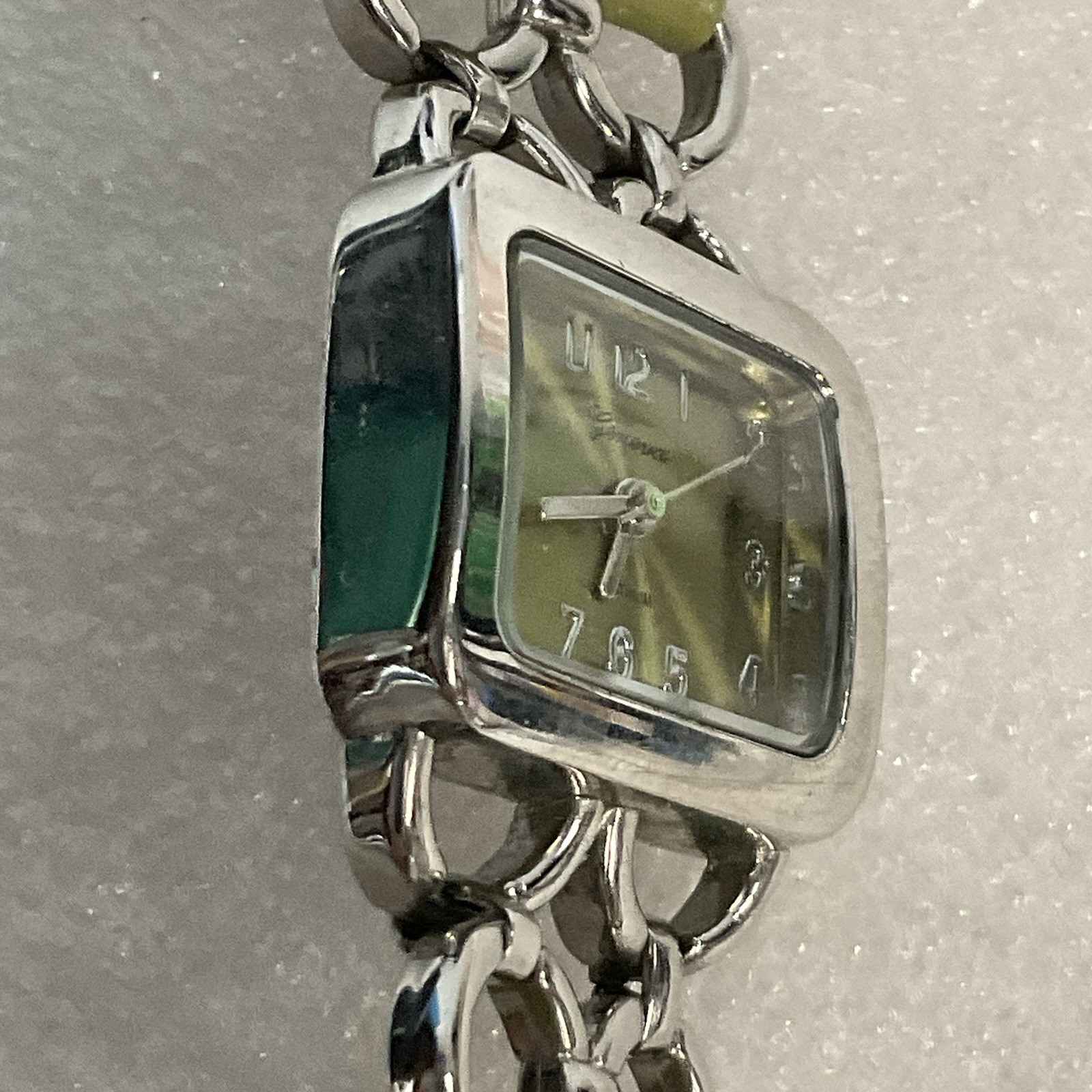 Geneva Platinum No 5398 Watch Leather Metal Band Analog Metallic Green Dial - Image 13