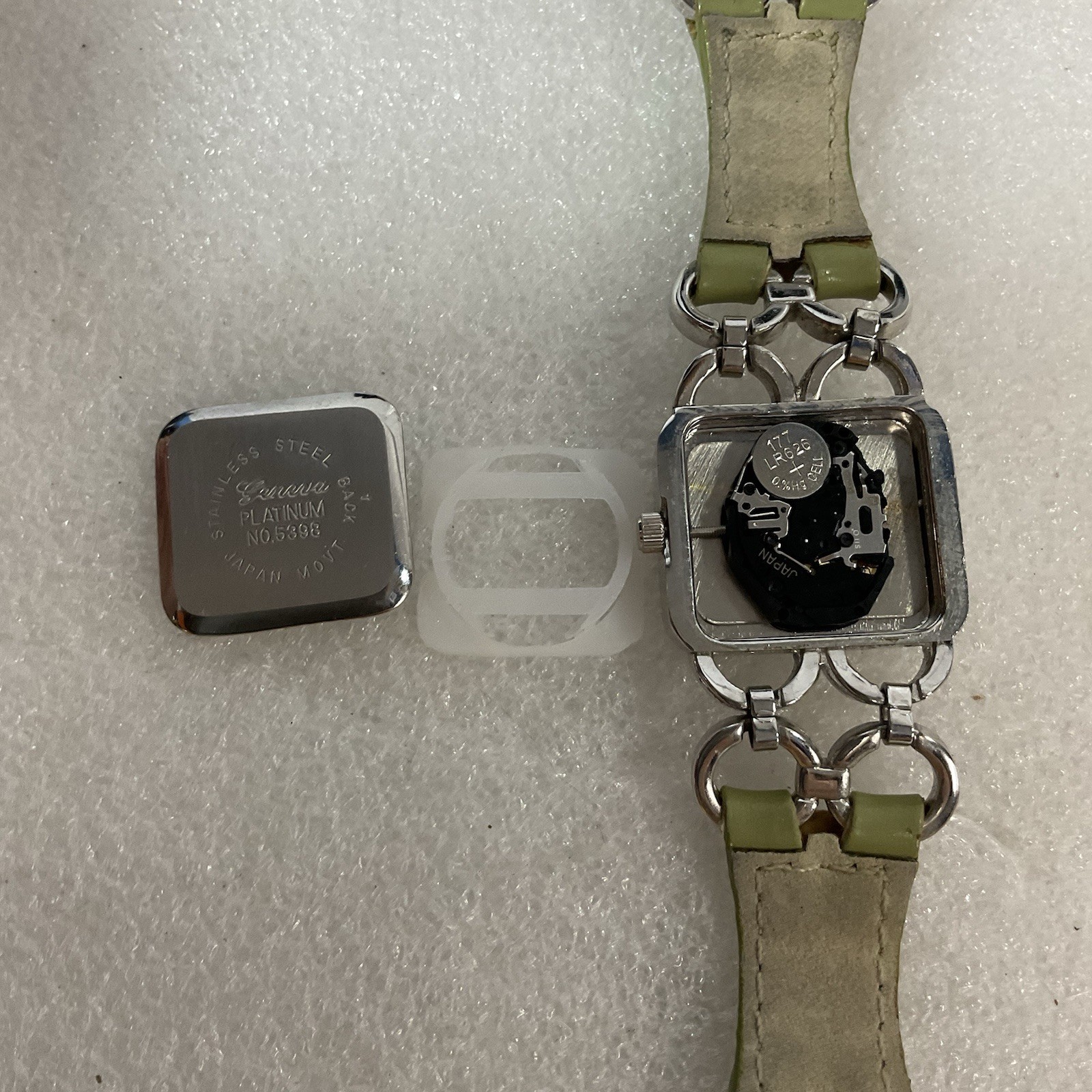 Geneva Platinum No 5398 Watch Leather Metal Band Analog Metallic Green Dial - Image 20
