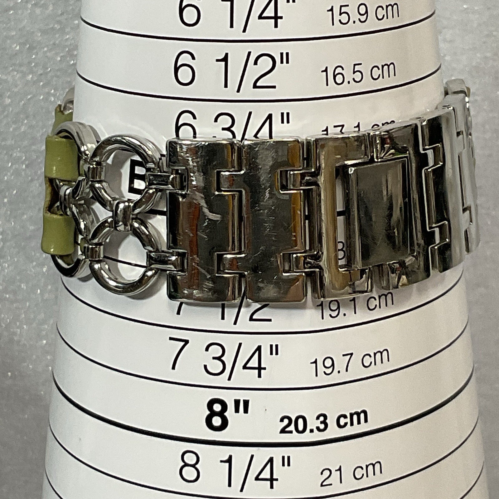 Geneva Platinum No 5398 Watch Leather Metal Band Analog Metallic Green Dial - Image 16