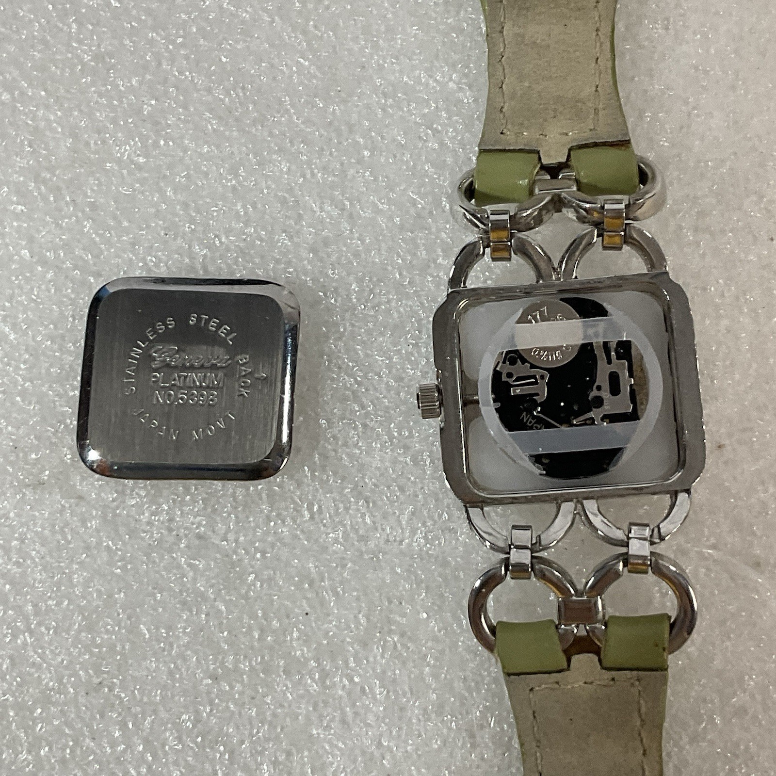 Geneva Platinum No 5398 Watch Leather Metal Band Analog Metallic Green Dial - Image 22