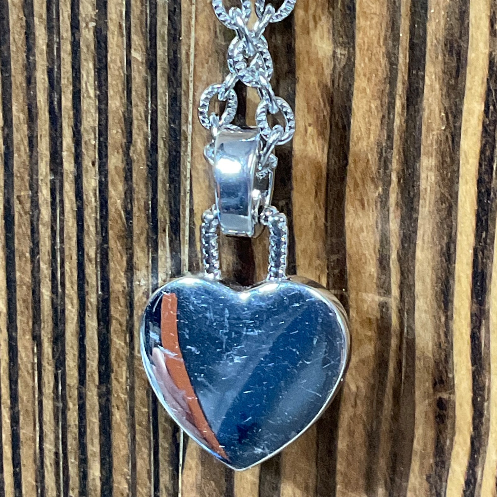 18in Two Tone Heart Pendant Necklace Silver Gold Tone Rope Chain 0.48oz Fashion - Image 4