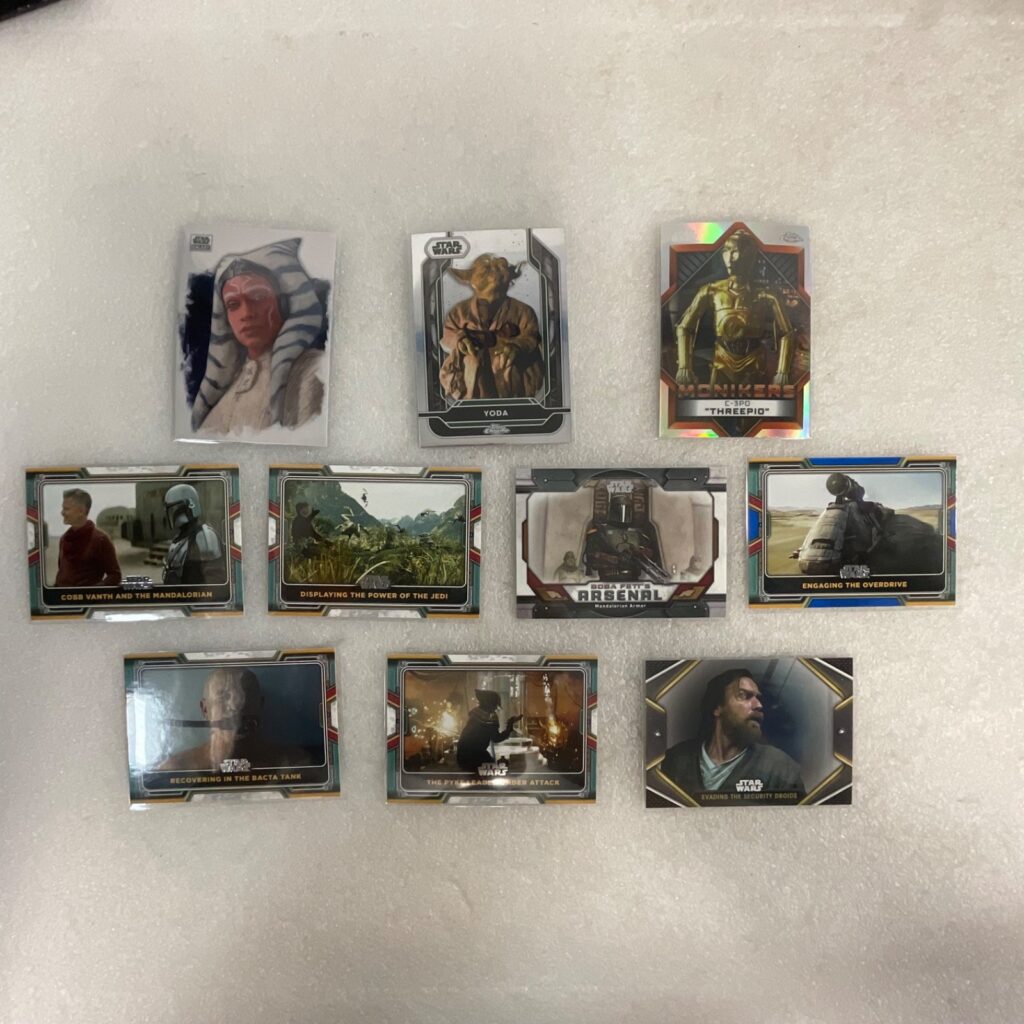 Topps Star Wars 10 Card Lot Yoda Ahsoka Boba Fett Grogu Chrome Galaxy - Image 1