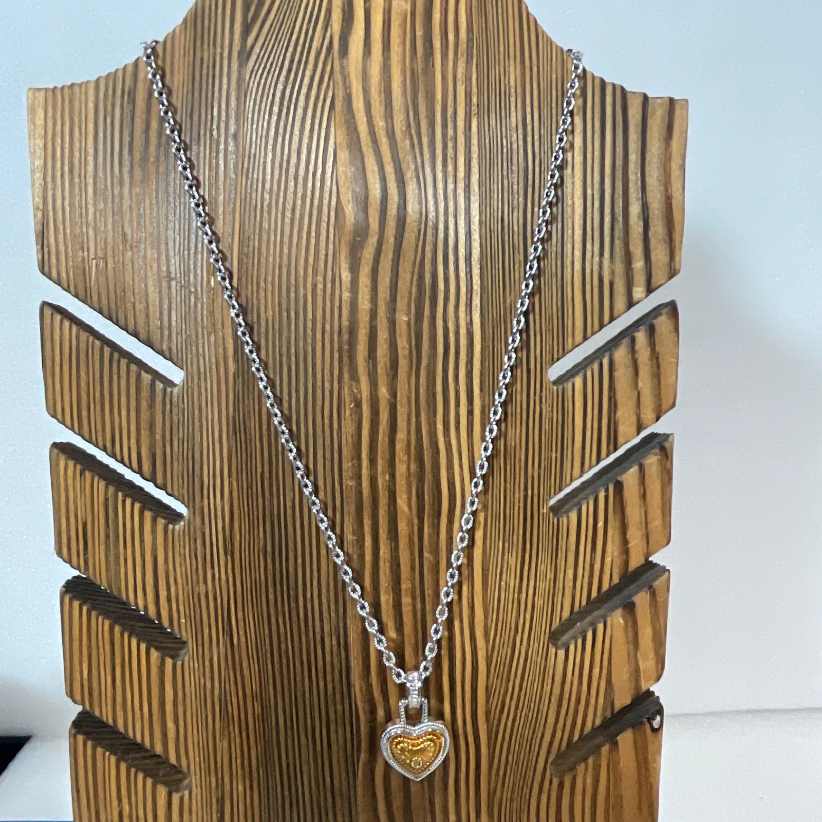 18in Silver Gold Tone Heart Necklace Rope Chain Pendant Romantic Fashion Jewelry - Image 3