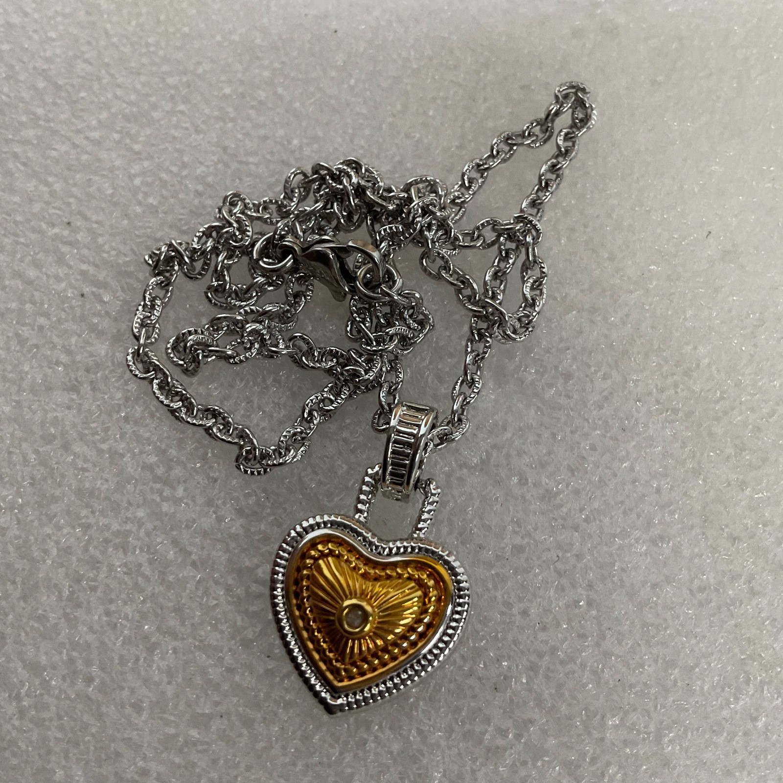 18in Silver Gold Tone Heart Necklace Rope Chain Pendant Romantic Fashion Jewelry - Image 5