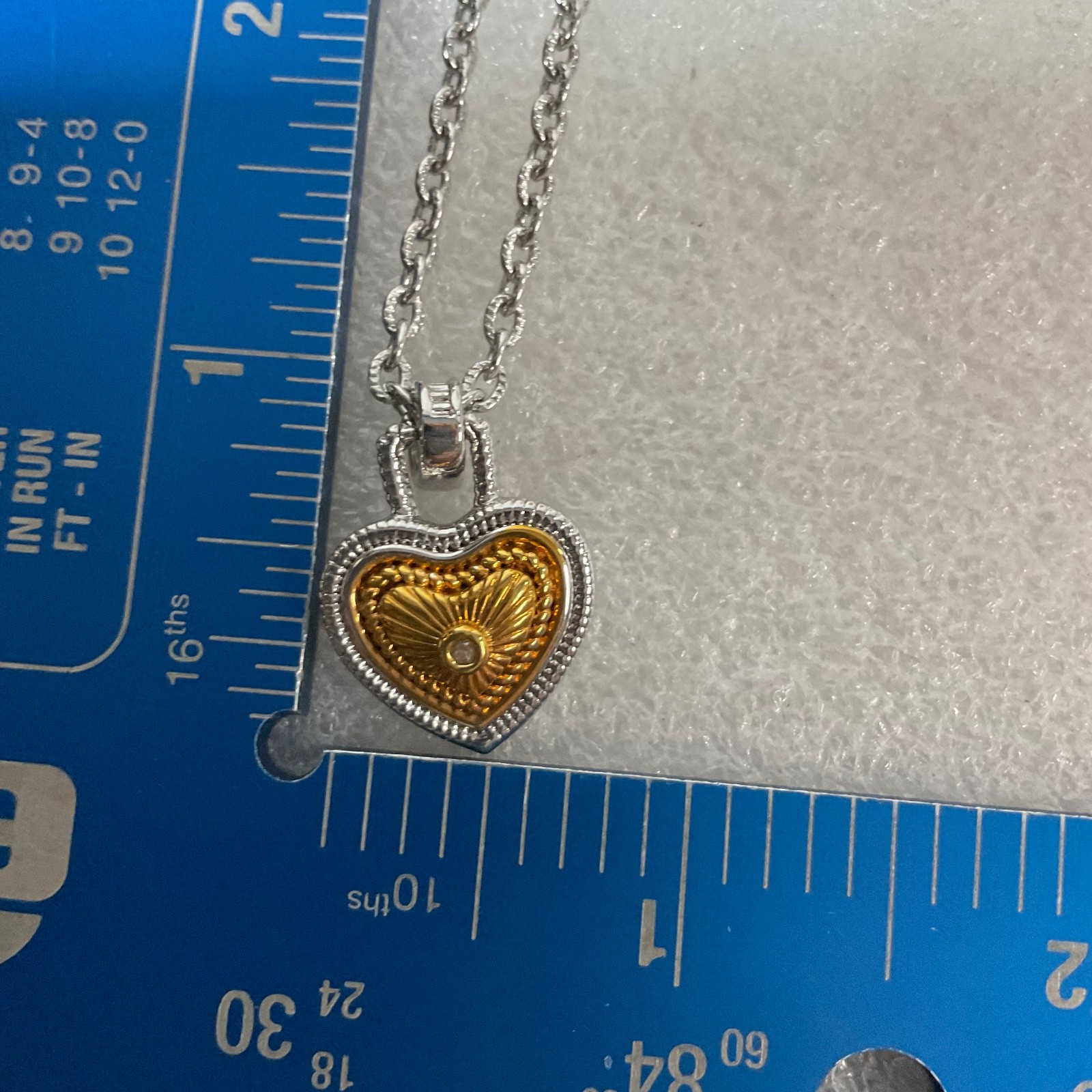 18in Silver Gold Tone Heart Necklace Rope Chain Pendant Romantic Fashion Jewelry - Image 10