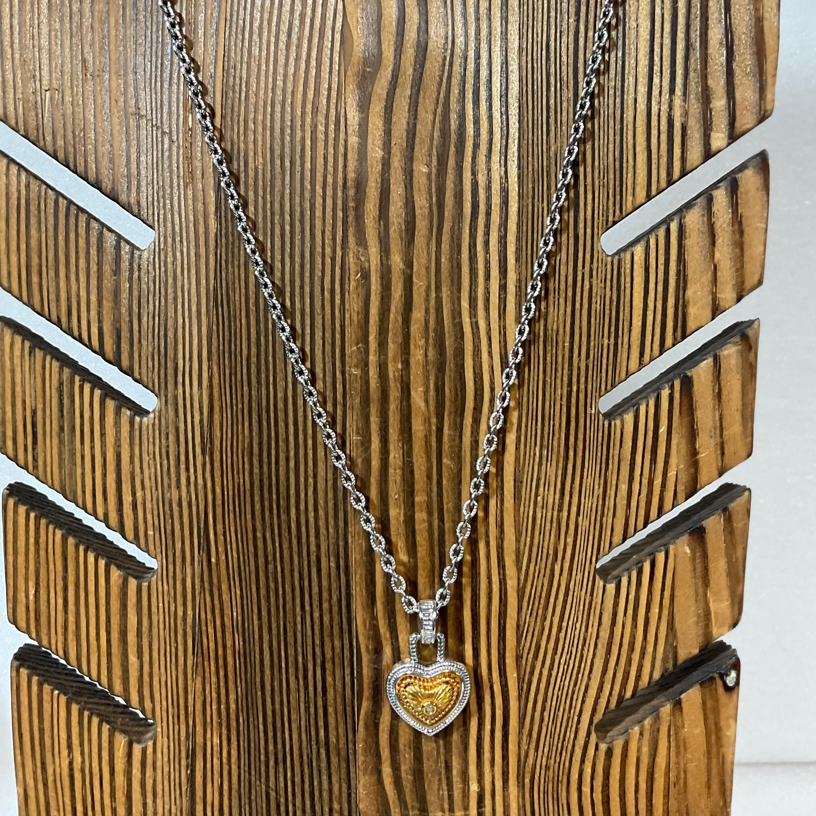18in Silver Gold Tone Heart Necklace Rope Chain Pendant Romantic Fashion Jewelry - Image 2