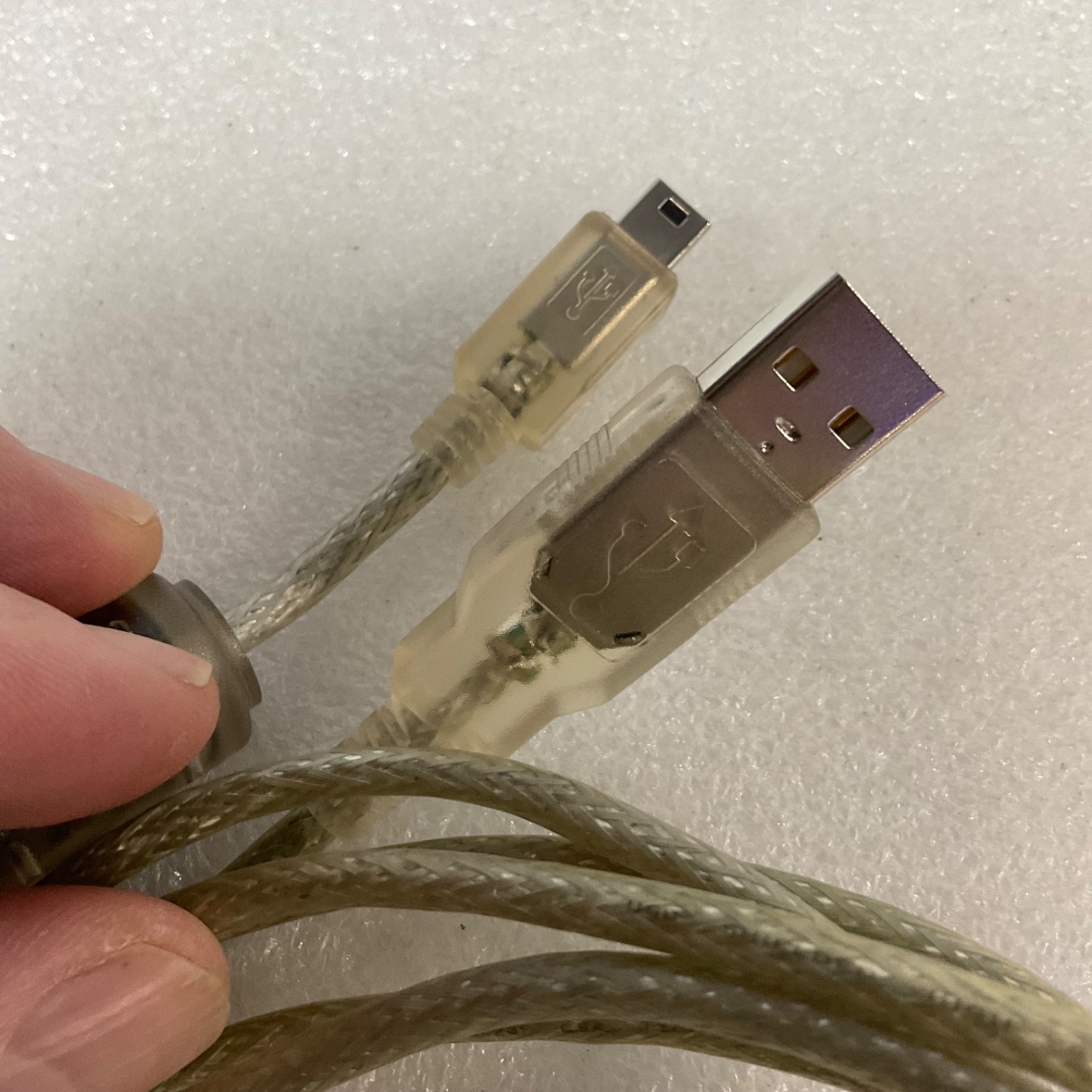 USB A Male to Mini-B Male Cable Clear Jacket Ferrite Core 60 in - Image 6