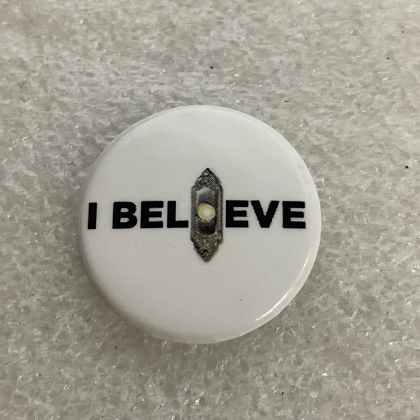 1.25in “I Believe” Pinback Button UFO Design © BOM Broadway LLC Collectible - Image 1