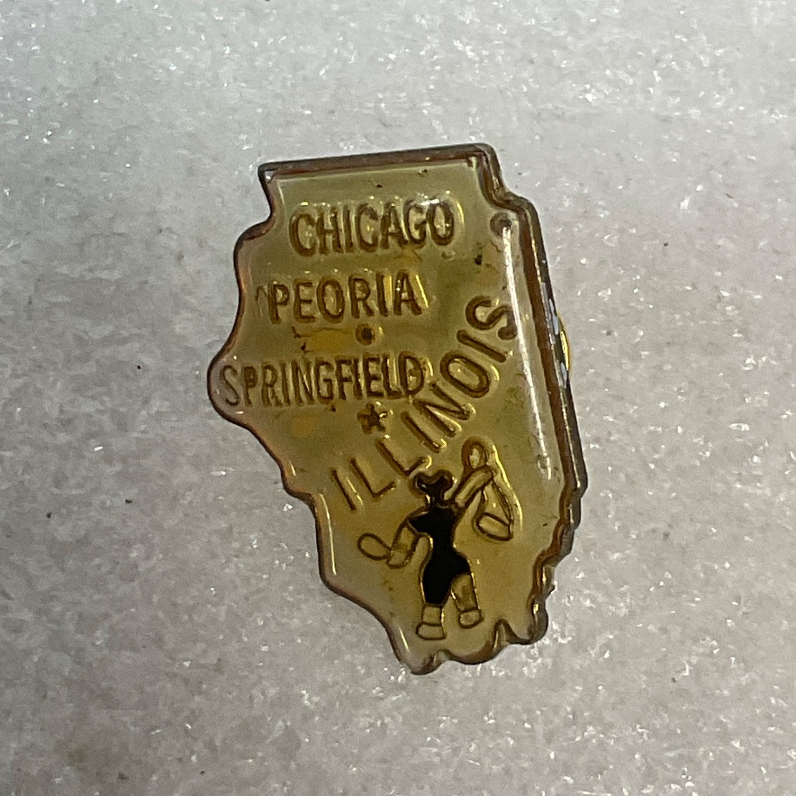Vintage Illinois State Souvenir Pin Chicago Peoria Springfield Map Shape Enamel - Image 7