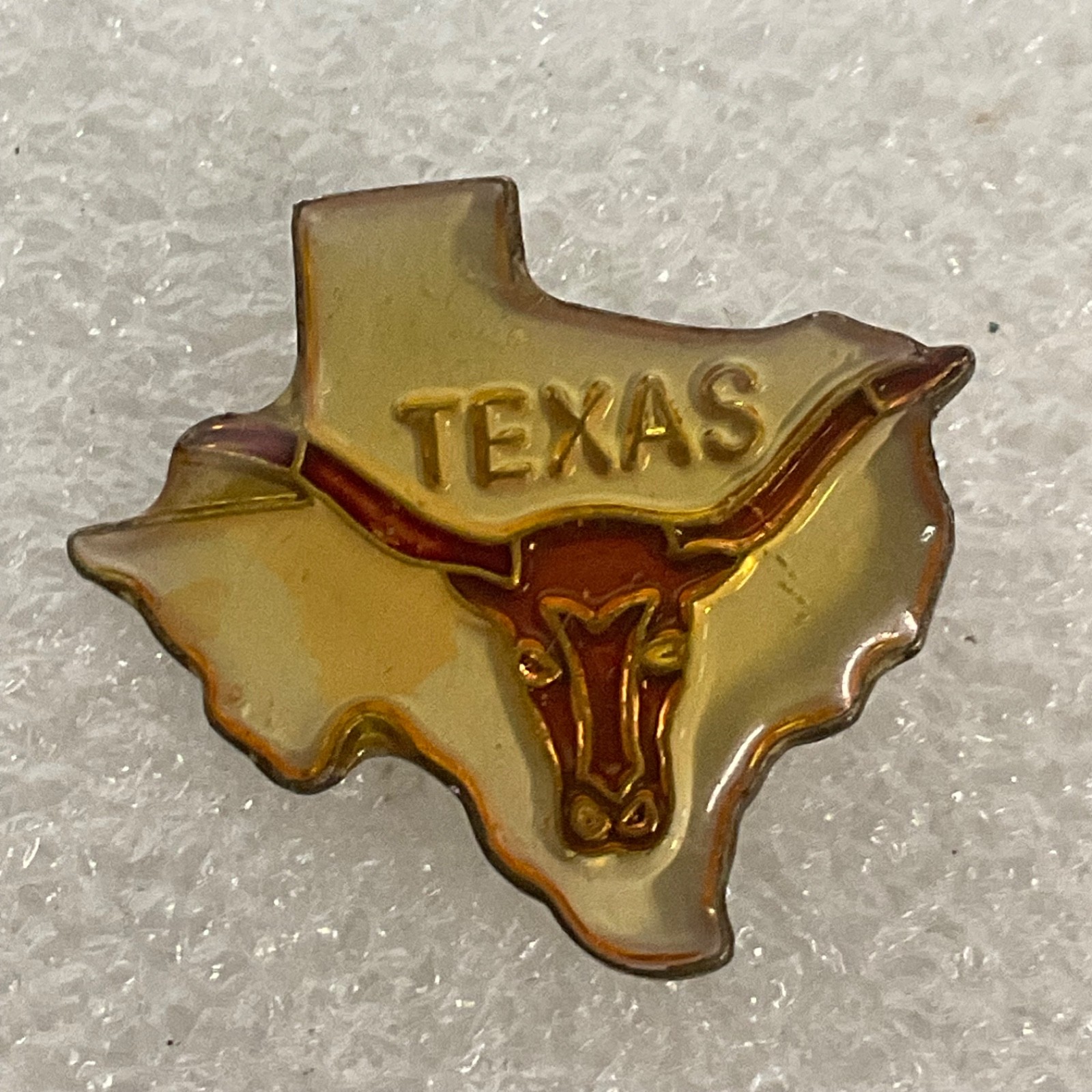 Vintage Texas State Longhorn Enamel Pin 1in Gold Tone Souvenir Lapel Badge - Image 1