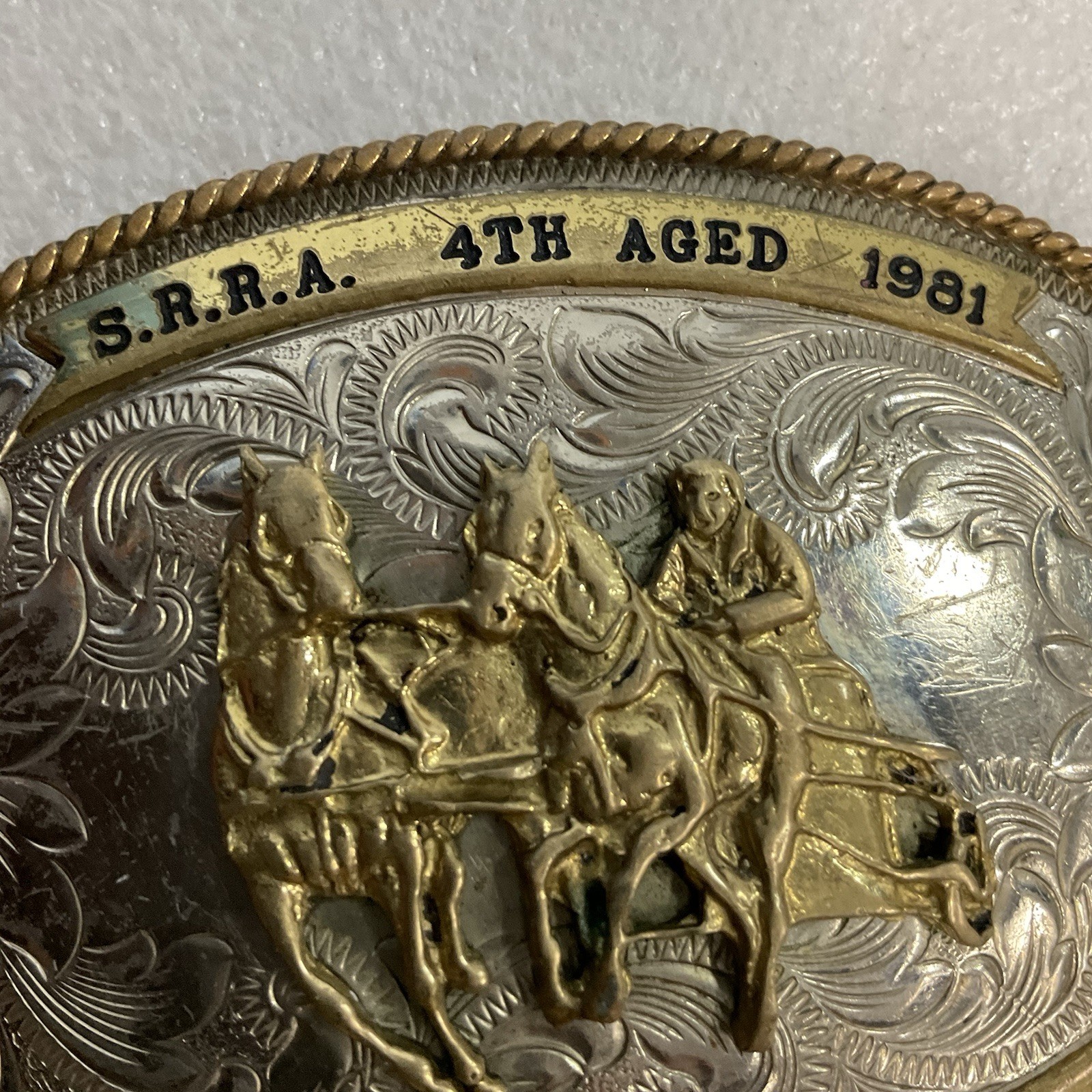 Montana Silversmiths German Silver SRRA 4thAged 1981 Cliff EdwardsJr Belt Buckle - Image 7