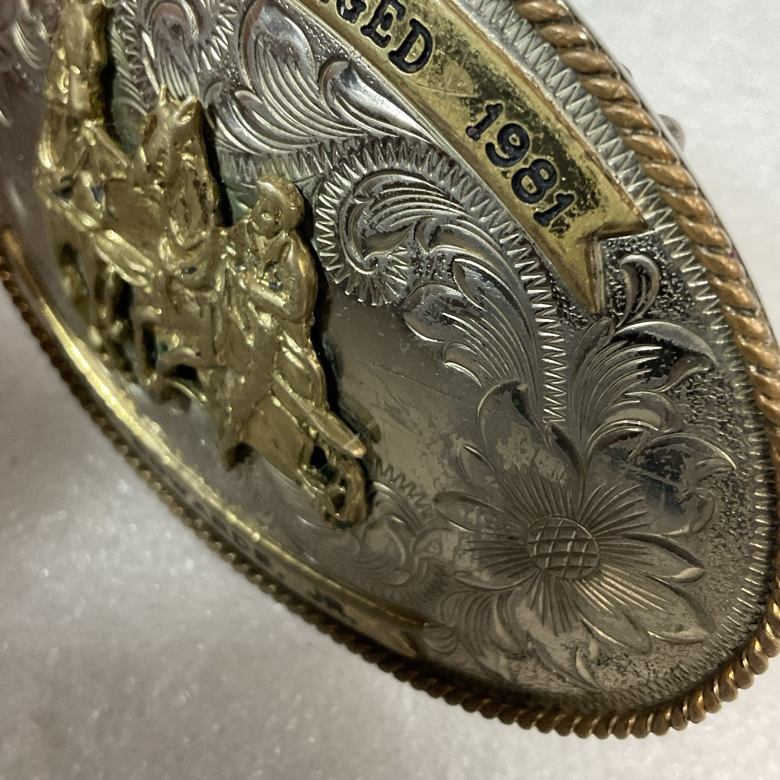 Montana Silversmiths German Silver SRRA 4thAged 1981 Cliff EdwardsJr Belt Buckle - Image 17