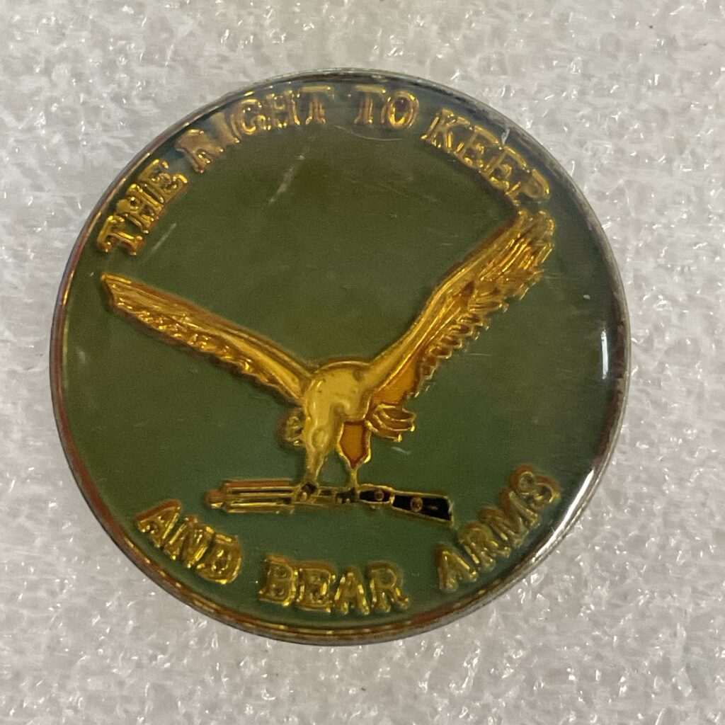 The Right to Keep & Bear Arms Eagle 1” Round Enamel Metal Pin Pinback - Image 1