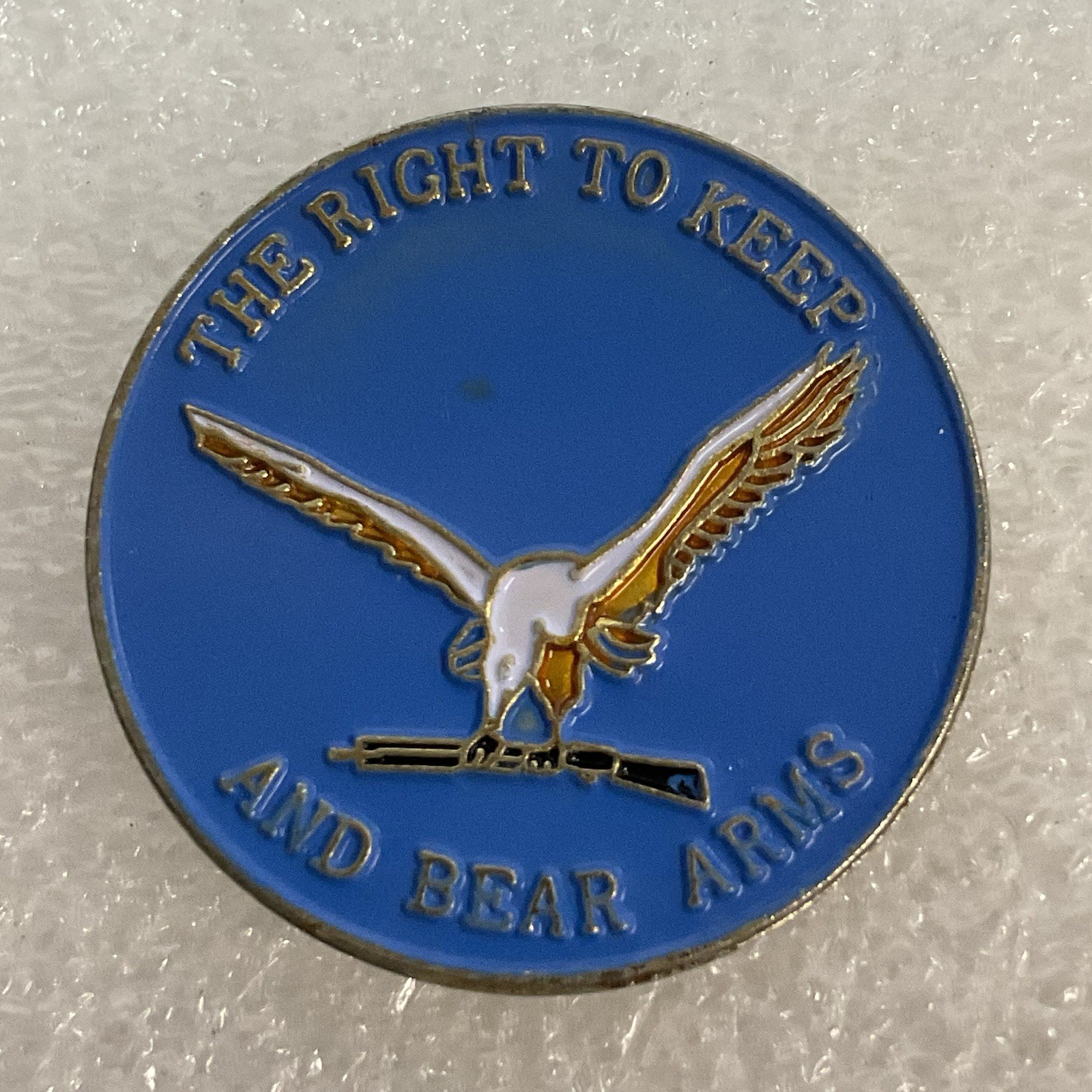 The Right to Keep & Bear Arms Eagle 1” Round Multicolor Metal Pin Pinback - Image 1