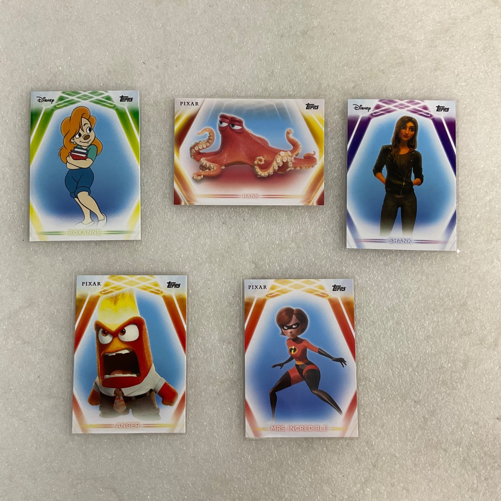 2026 Topps Disney Neon Pixar Card Lot Roxanne Hank Shank Anger 5 Cards - Image 1