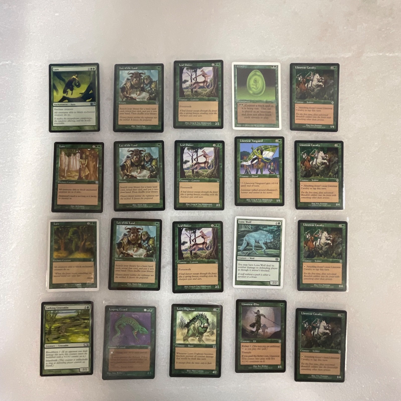 MTG 20 Card Green Lot Lure Lay of the Land Llanowar Mixed Sets - Image 1