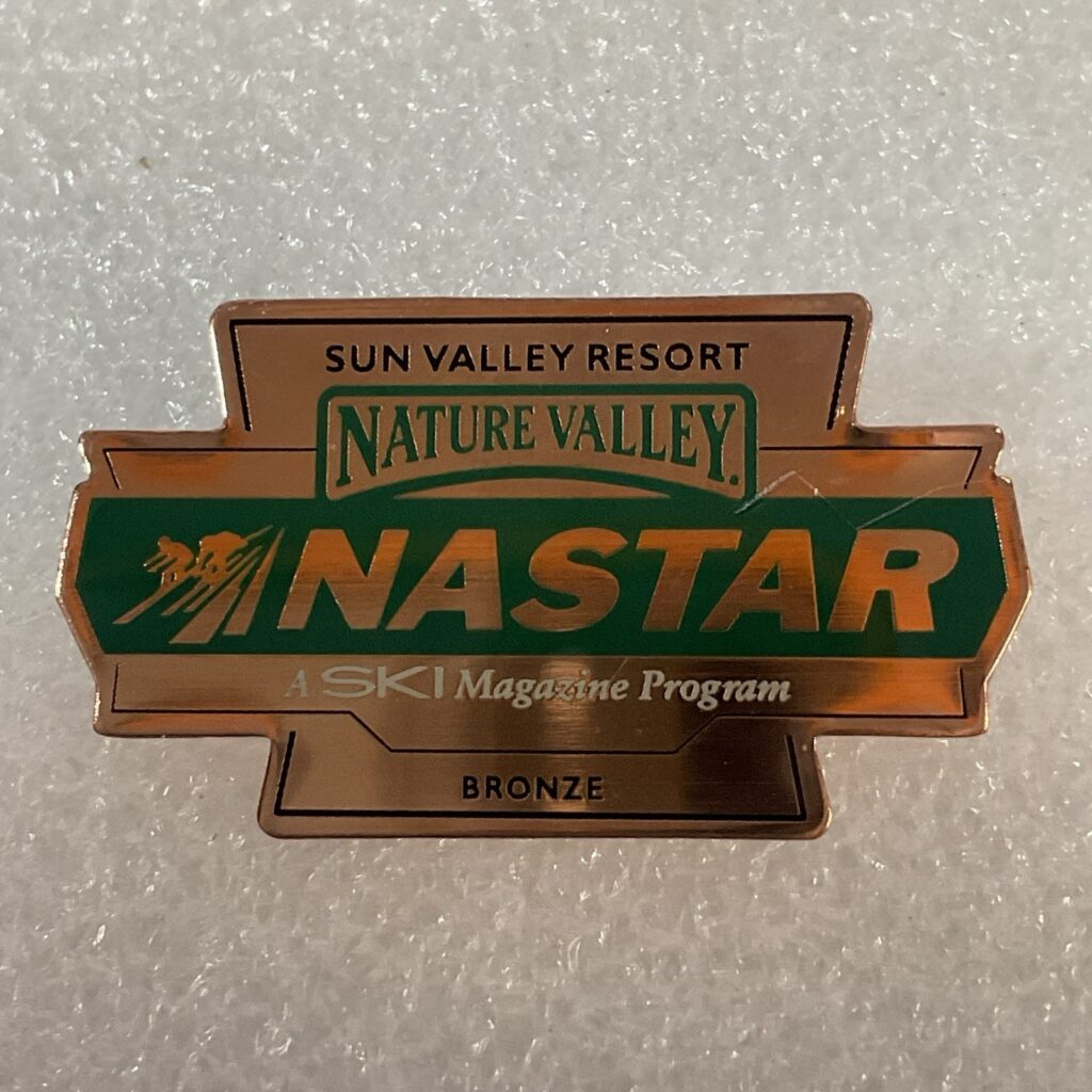 Sun Valley Resort Nature Valley NASTAR ski Magazine Bronze Pin Pinback - Image 1