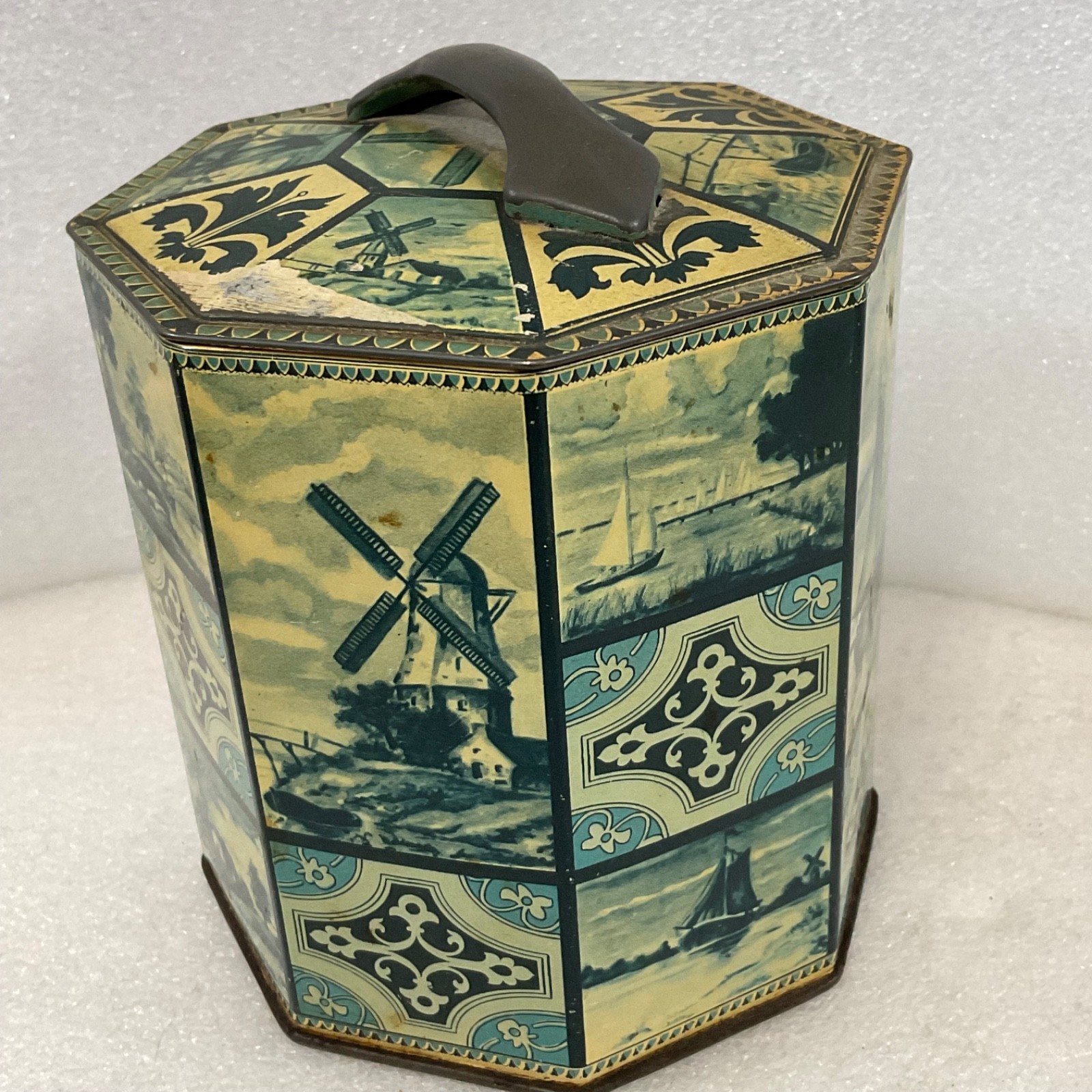 Made in Western Germany Octagon Tin Dutch Windmill Sailboat 4.75 in - Image 3