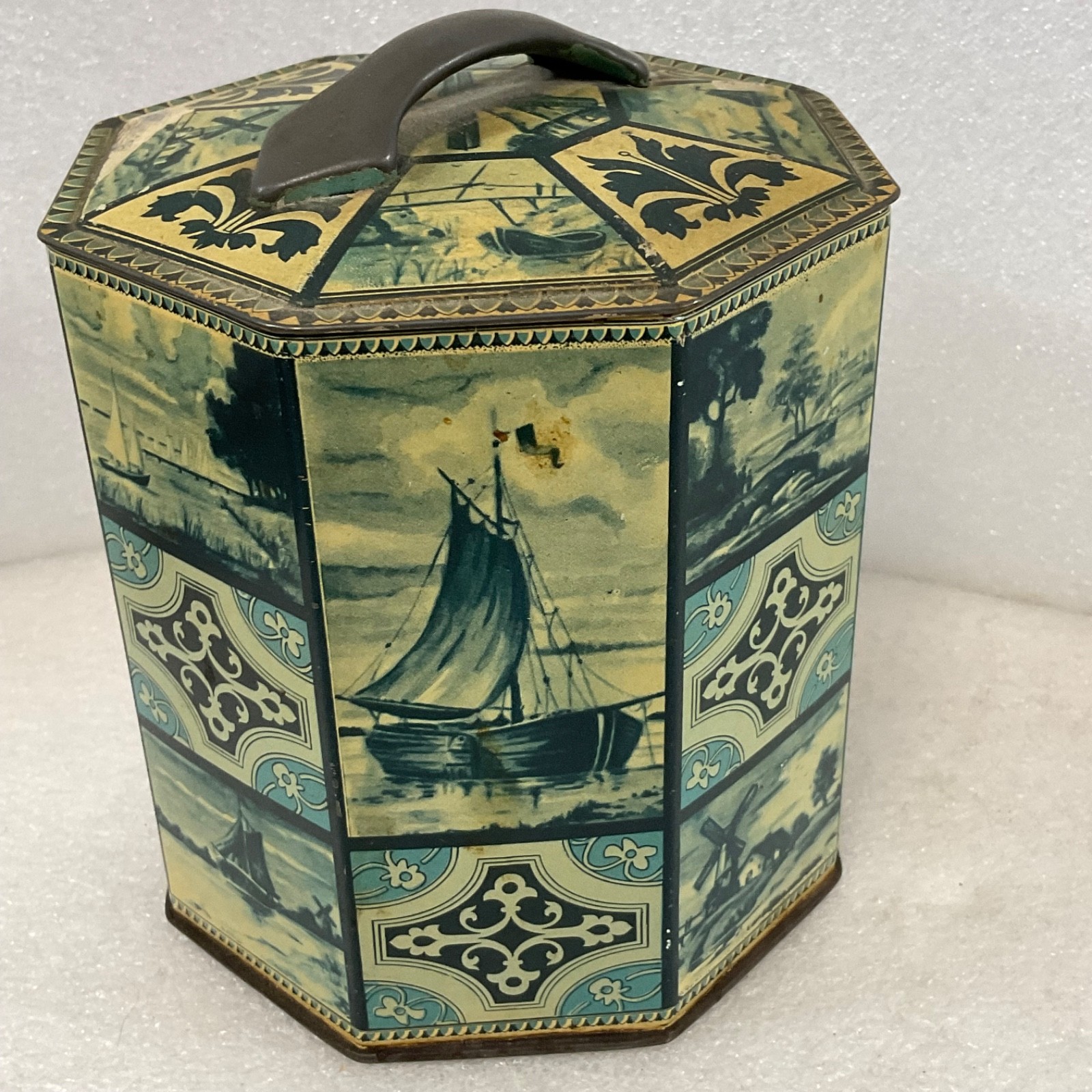 Made in Western Germany Octagon Tin Dutch Windmill Sailboat 4.75 in - Image 4