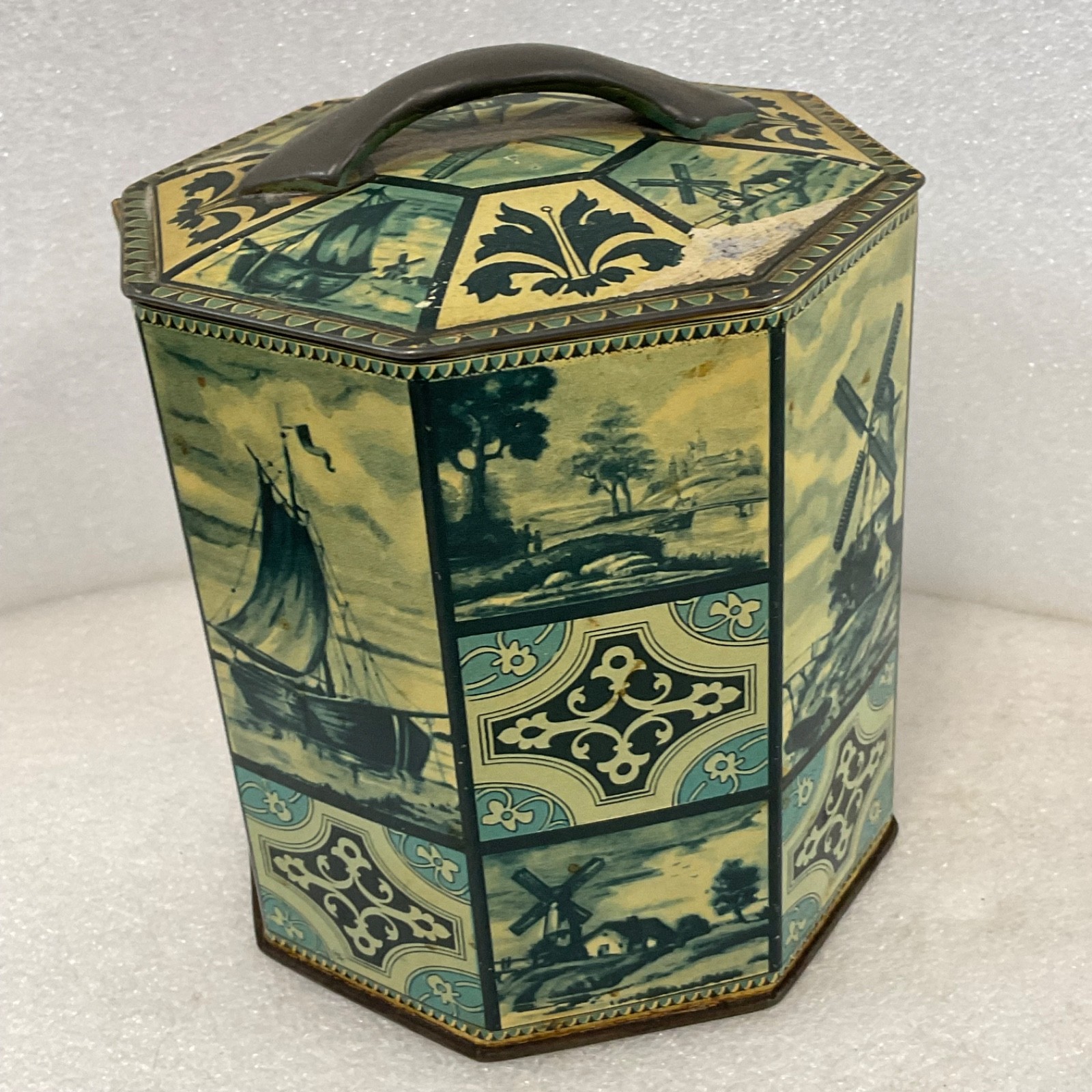 Made in Western Germany Octagon Tin Dutch Windmill Sailboat 4.75 in - Image 2