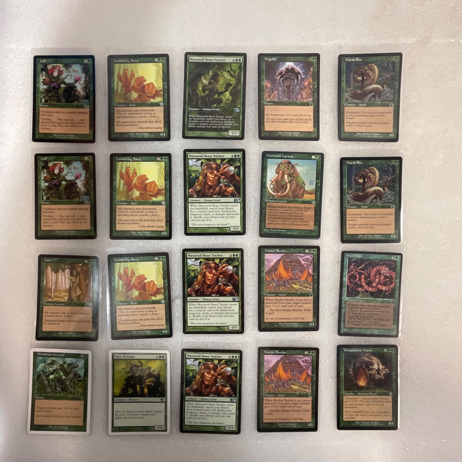 MTG 20 Card Green Lot Mixed Sets Beast Tracker Marsh Viper Lure - Image 1