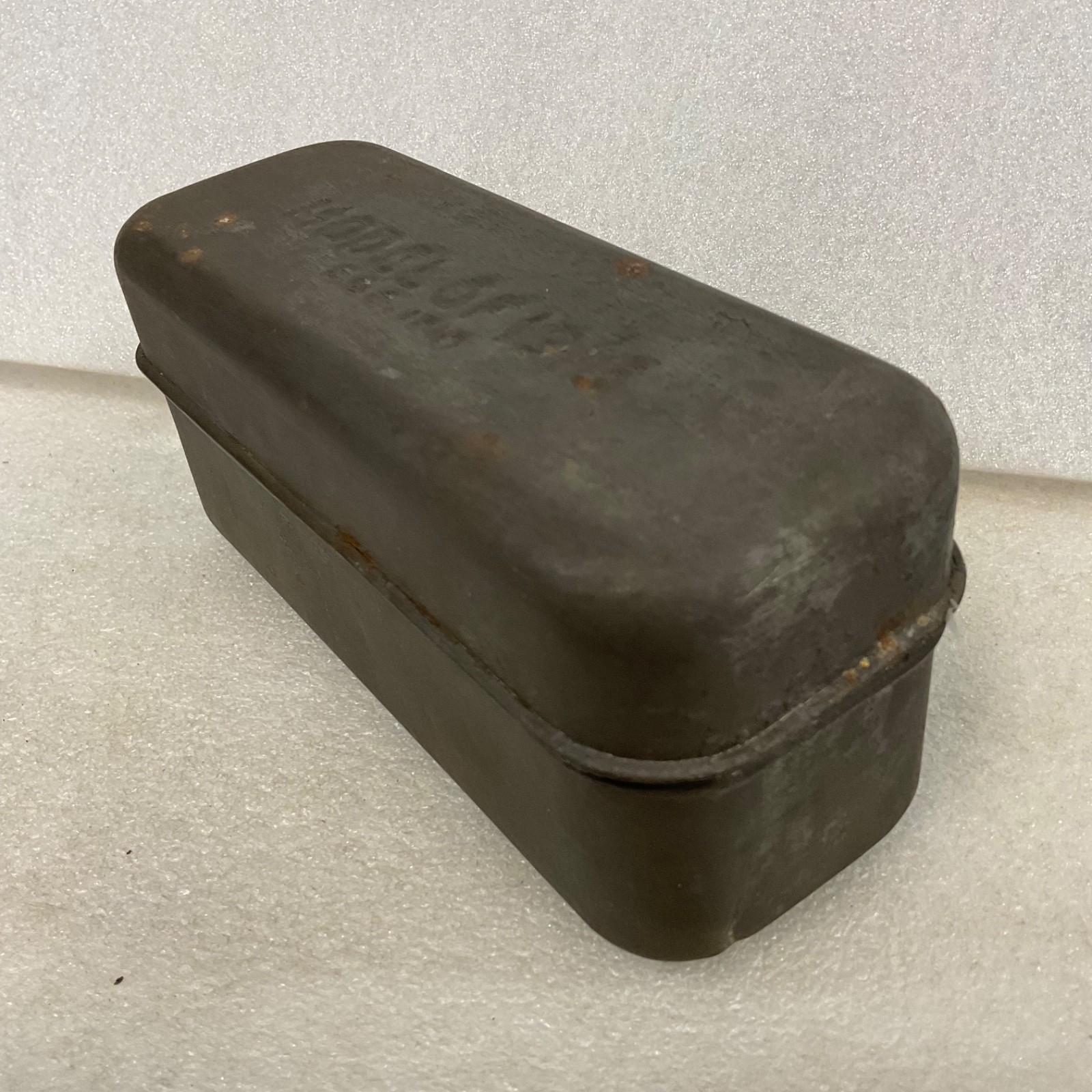 Model of 1916 Embossed Metal Storage Tin Box Case 7 in - Image 2
