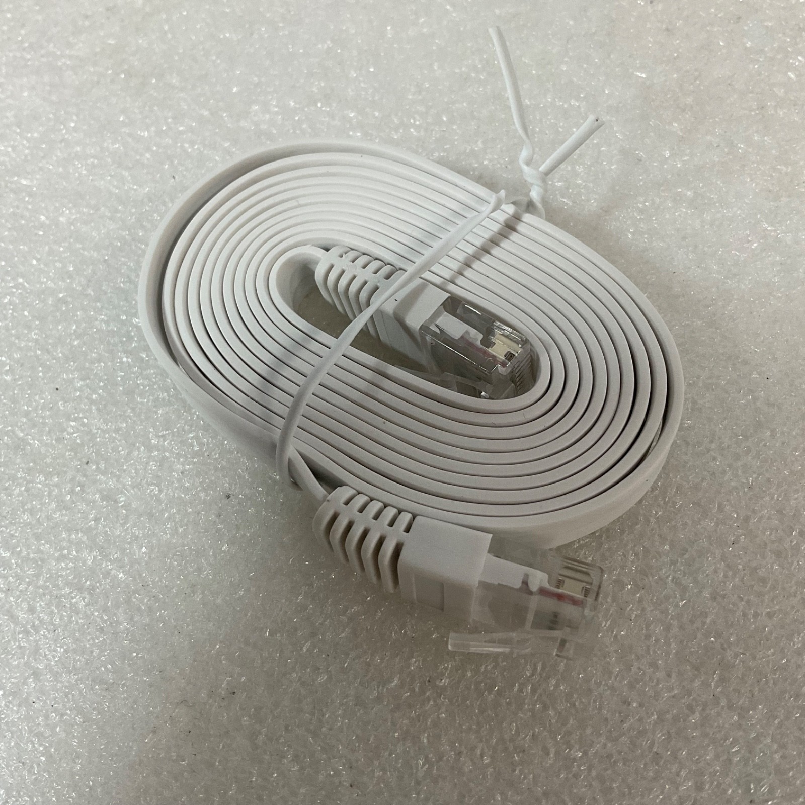 Flat RJ45 Ethernet Cable White 40 in Network LAN Patch Cord - Image 1