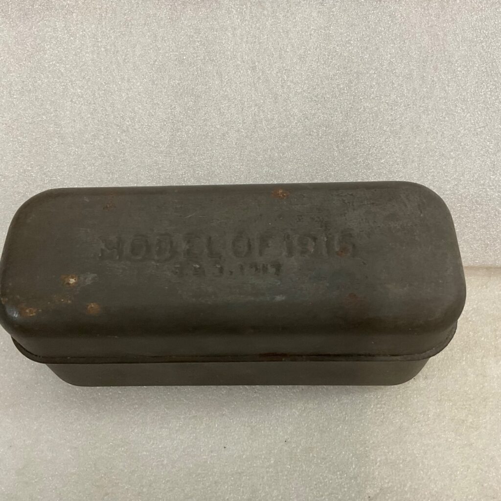 Model of 1916 Embossed Metal Storage Tin Box Case 7 in - Image 1