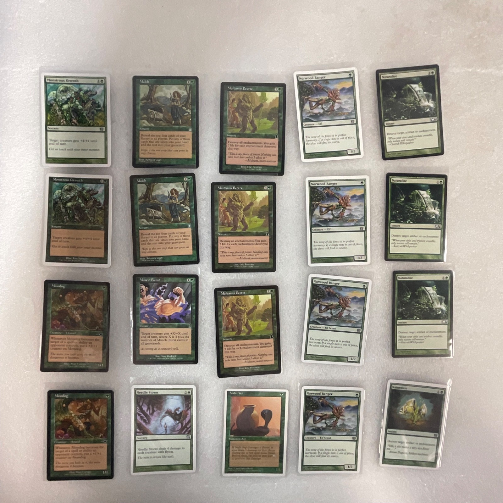 MTG 20 Card Green Lot Mixed Sets Naturalize Norwood Ranger Multani - Image 1