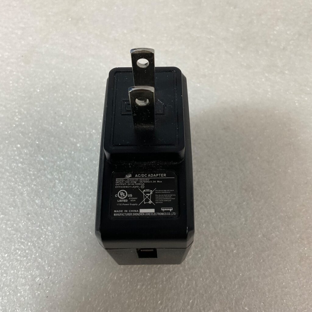 JUKE AC/DC USB Wall Adapter 5V 1000mA Black 2 Prong Plug Charger - Image 1