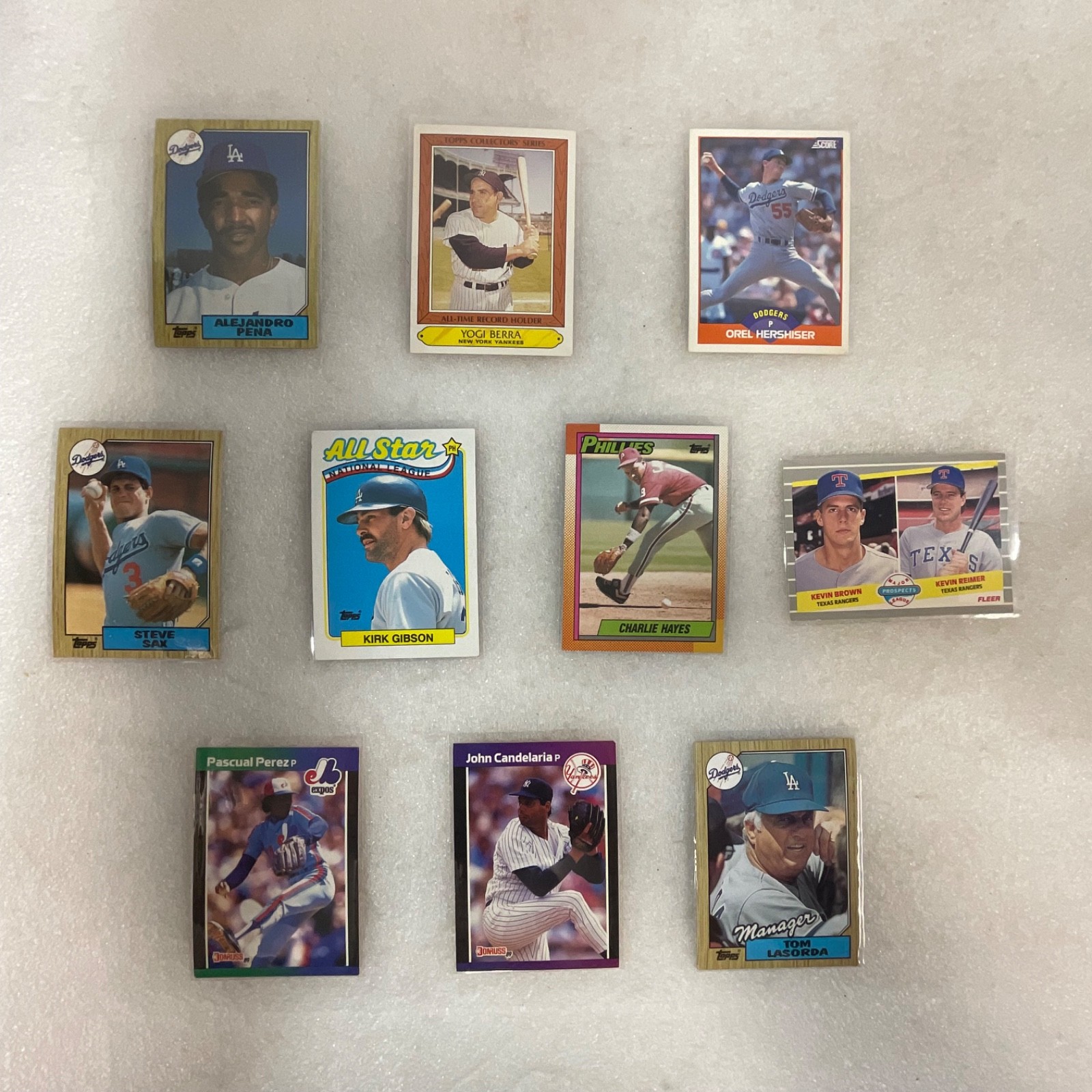 1985-90 Baseball 10 Card Lot Yogi Berra Dodgers Topps Donruss Fleer - Image 1