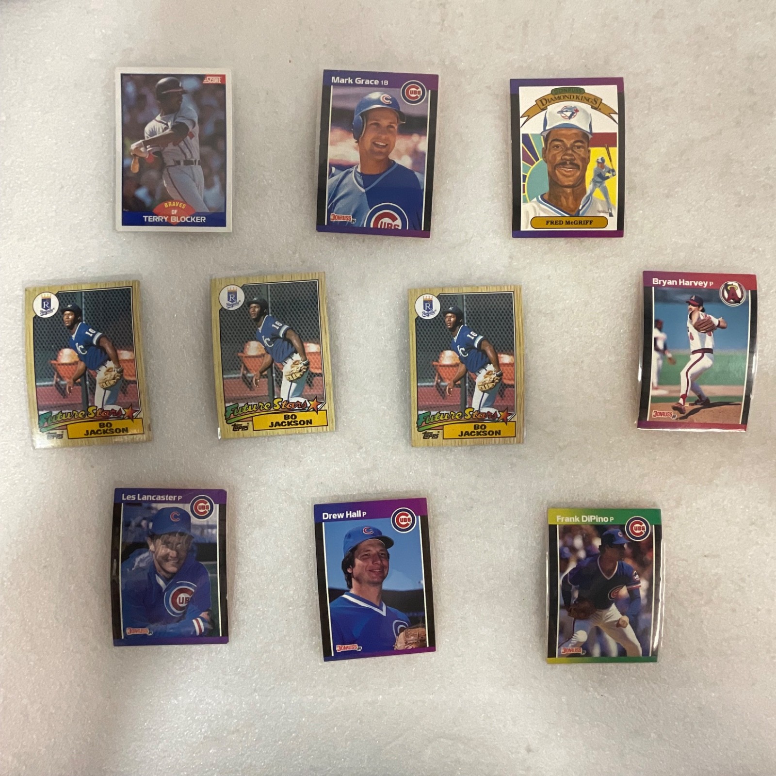 1987 Topps Bo Jackson x3 McGriff Donruss 10 Card Baseball Lot - Image 1
