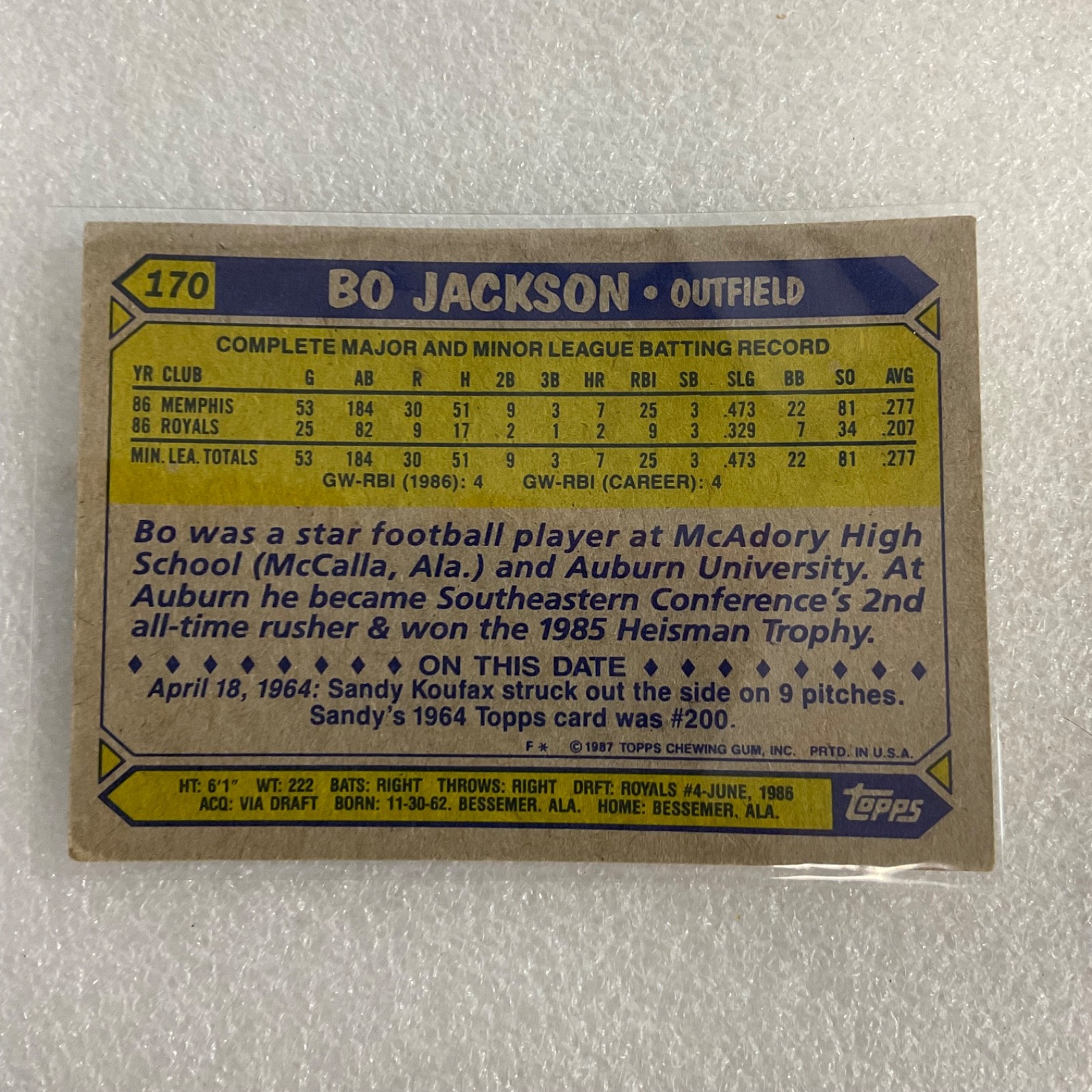 1987 Topps Bo Jackson x3 McGriff Donruss 10 Card Baseball Lot - Image 15
