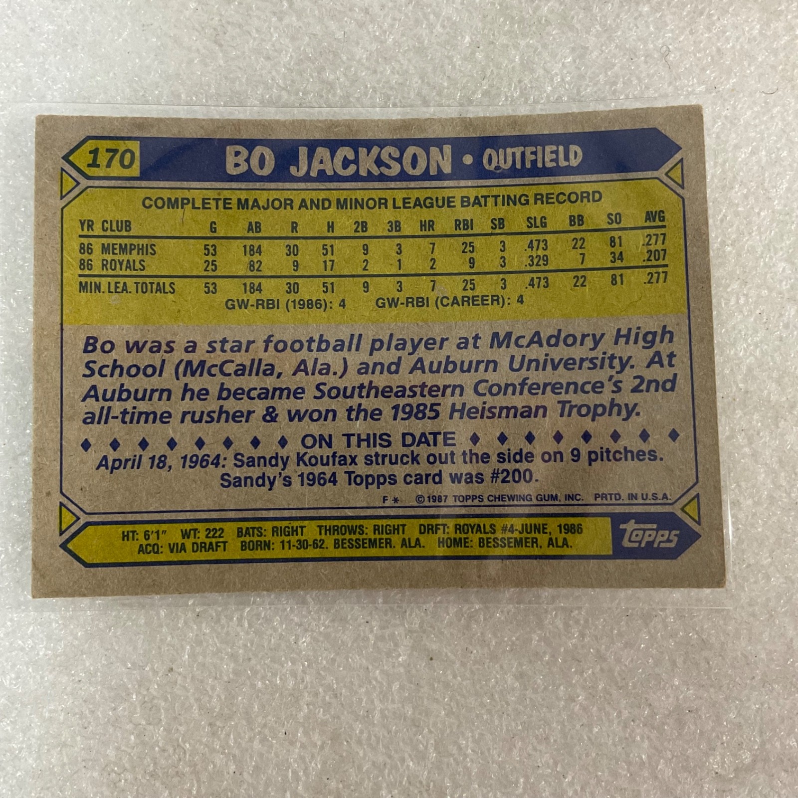 1987 Topps Bo Jackson x3 McGriff Donruss 10 Card Baseball Lot - Image 17