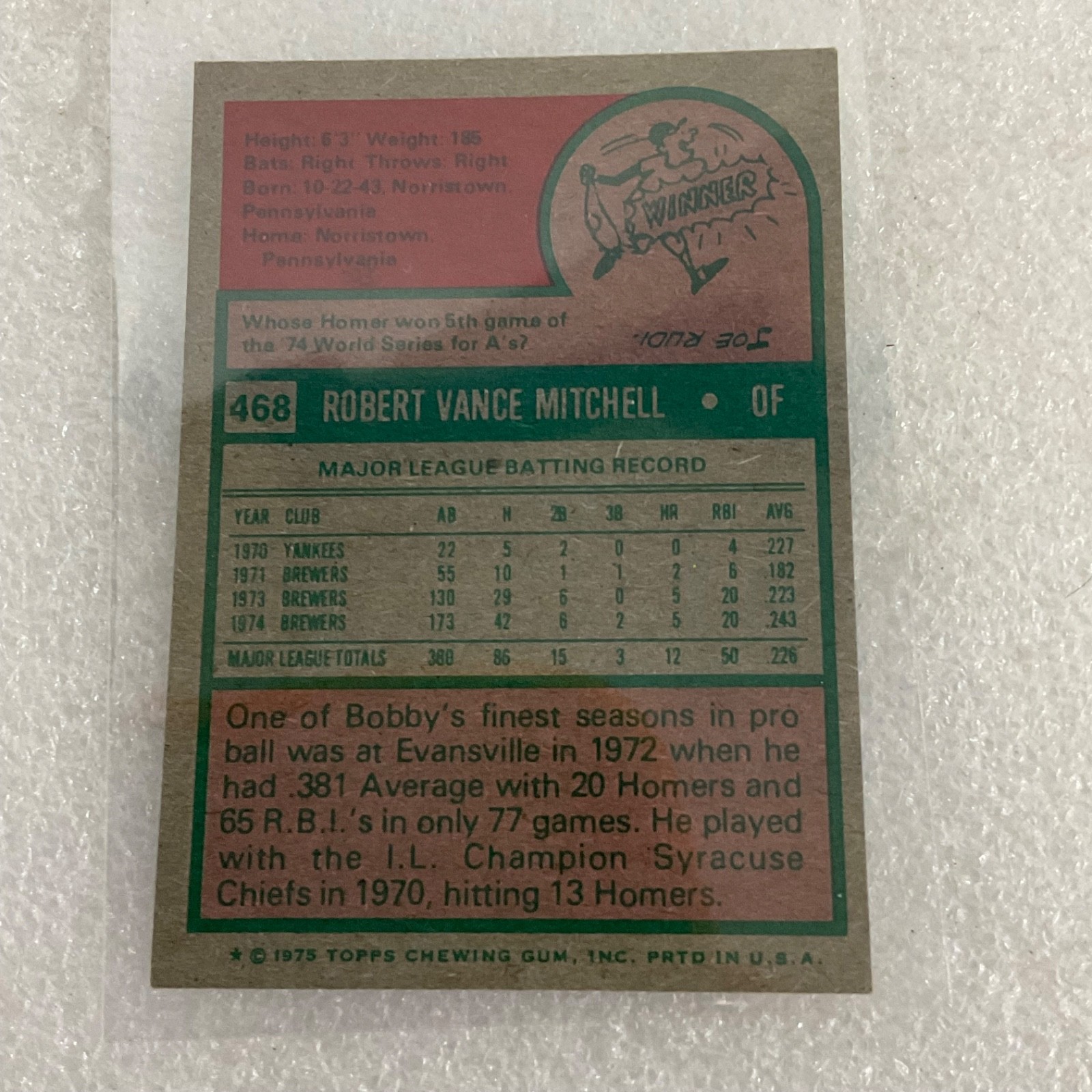 1975 Topps Mini Baseball 10 Card Lot Cooper May Wilson World Series - Image 13