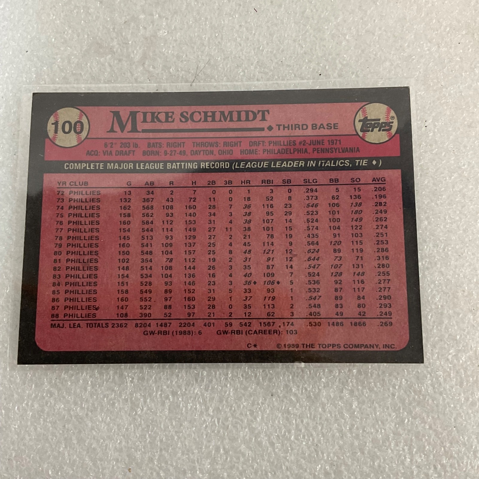 1974 1989 Topps Baseball 10 Card Lot Mike Schmidt Traded Phillies Cubs - Image 13