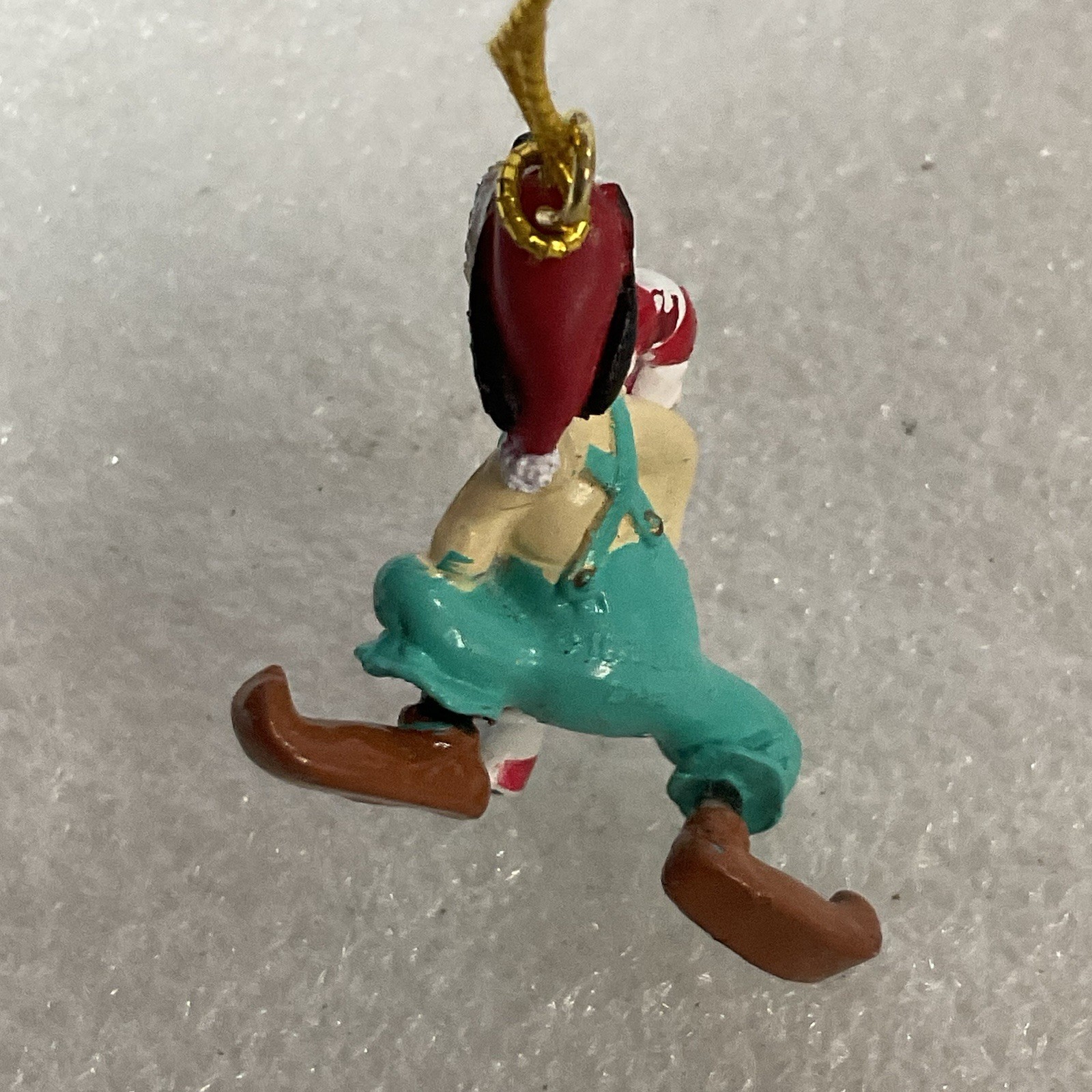 Disney Goofy with Candy Cane Santa Hat Miniature Christmas Ornament Vtg 1 inch - Image 3