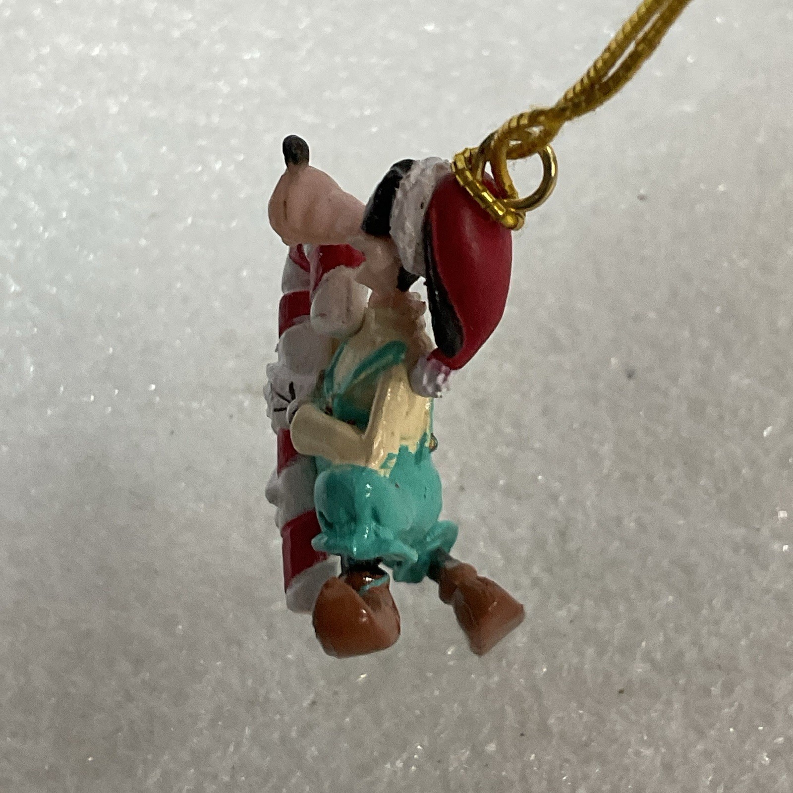 Disney Goofy with Candy Cane Santa Hat Miniature Christmas Ornament Vtg 1 inch - Image 2