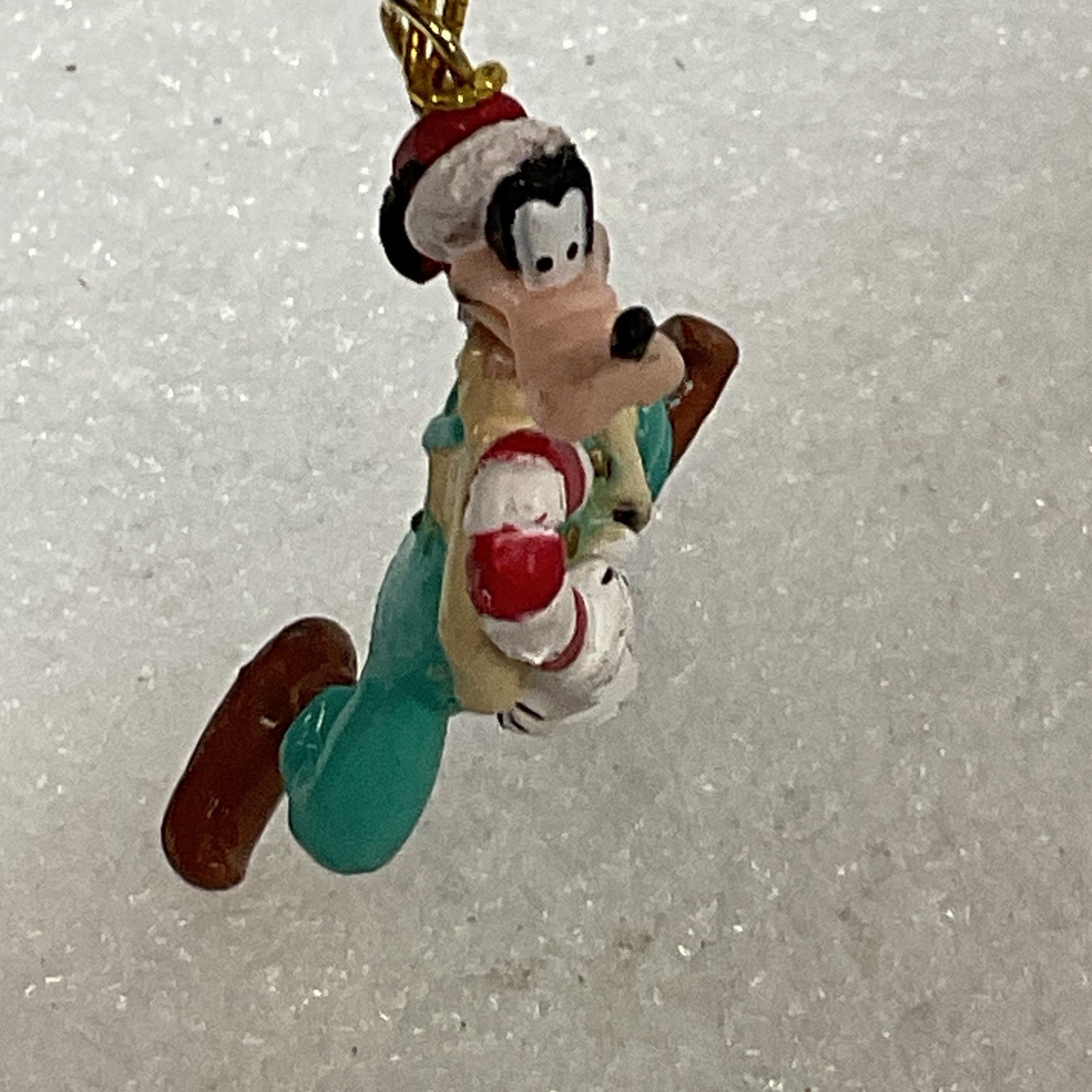 Disney Goofy with Candy Cane Santa Hat Miniature Christmas Ornament Vtg 1 inch - Image 7